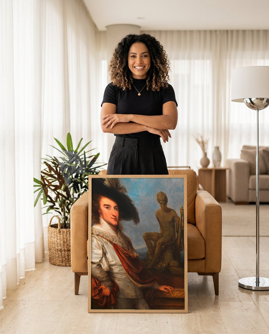 Quadro Decorativo Retrato de um Cavalheiro - Angelica Kauffmann com modelo em ambiente