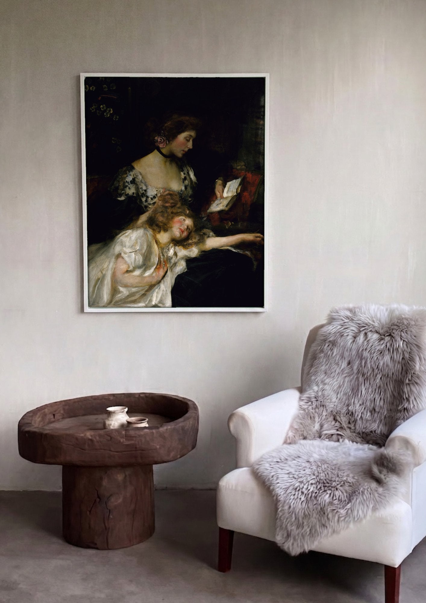 Quadro Decorativo A Leitura (ou Companheiras) - James Jebusa Shannon em ambiente decorado