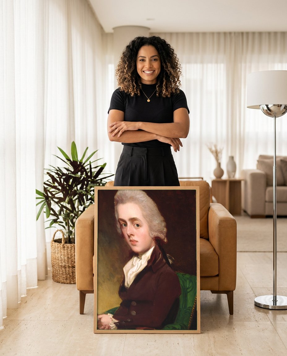 Quadro Decorativo Retrato Jovem Cavalheiro - George Romney com modelo em ambiente