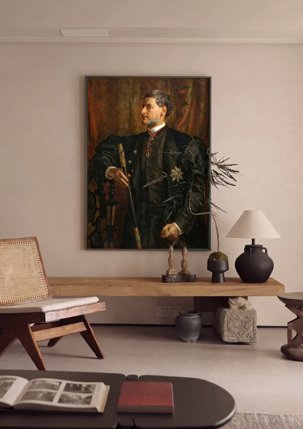 Quadro Decorativo Retrato de um Cavalheiro - Jan Matejko em ambiente decorado