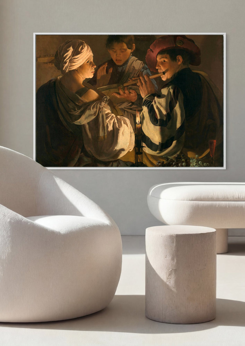 Quadro Decorativo A Concerto Noturno - Hendrick ter Brugghen em ambiente decorado