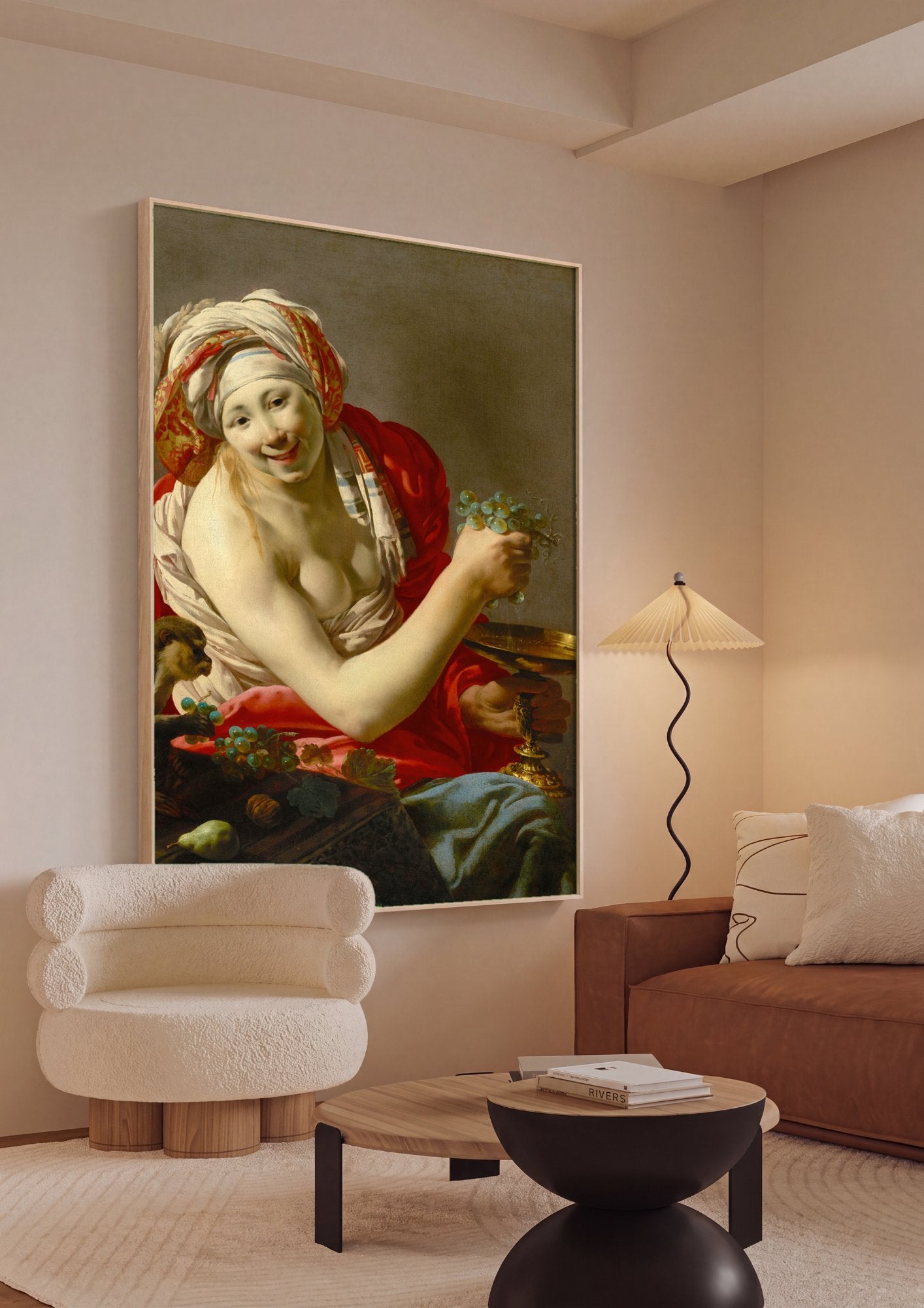 Quadro Decorativo A Jovem e o Macaco - Hendrick ter Brugghen em ambiente decorado