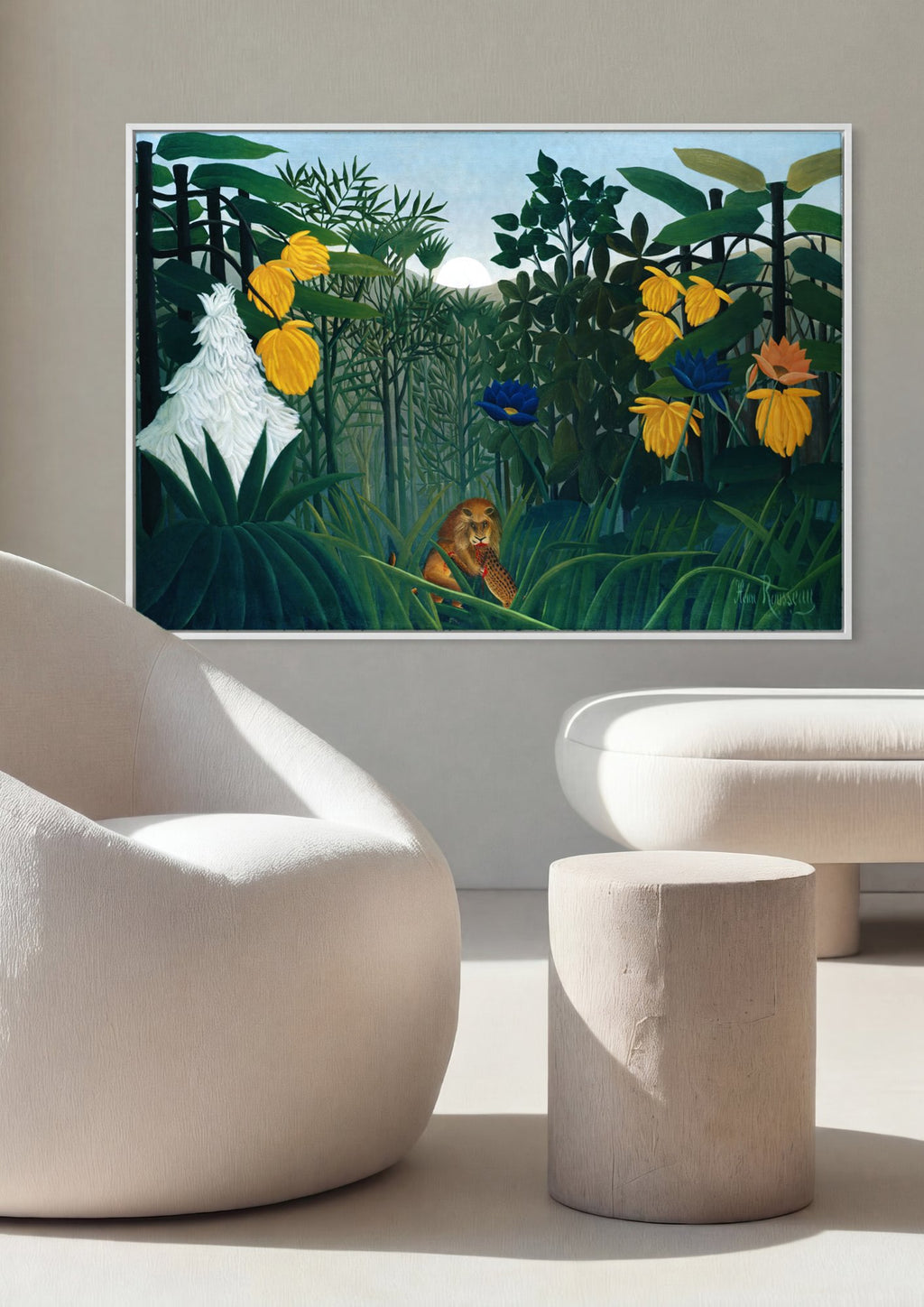 Quadro Decorativo A Selva Equatorial - Henri Rousseau em ambiente decorado
