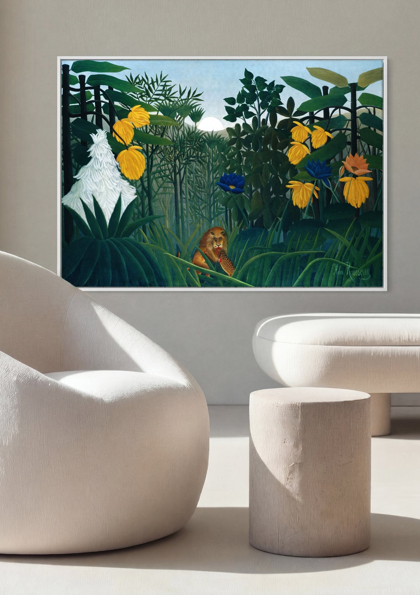 Quadro Decorativo A Selva Equatorial - Henri Rousseau em ambiente decorado