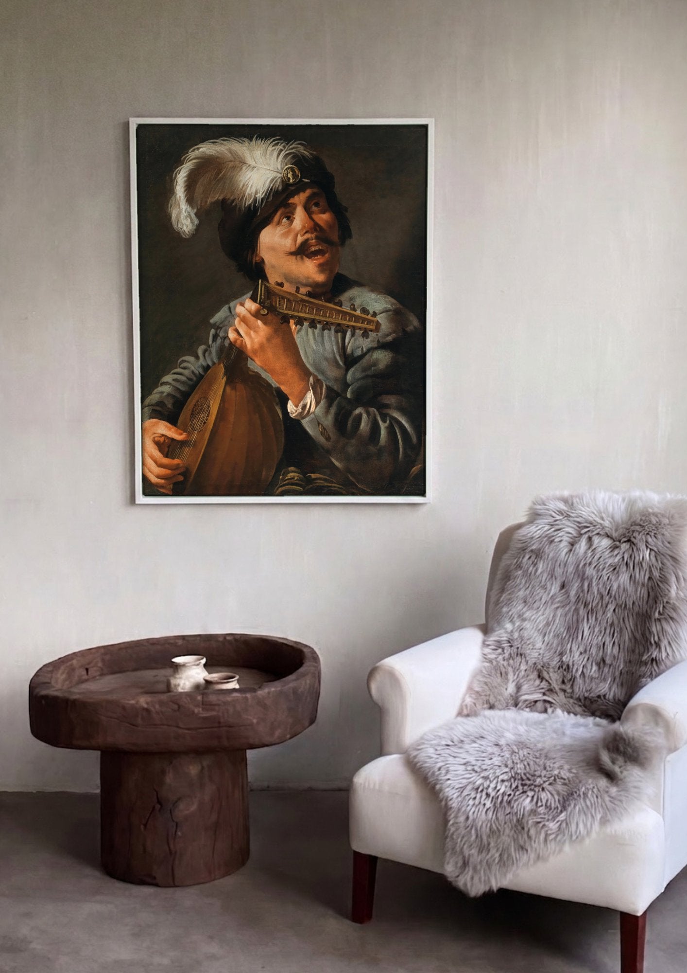 Quadro Decorativo O Cantor de Alaúde - Hendrick ter Brugghen em ambiente decorado
