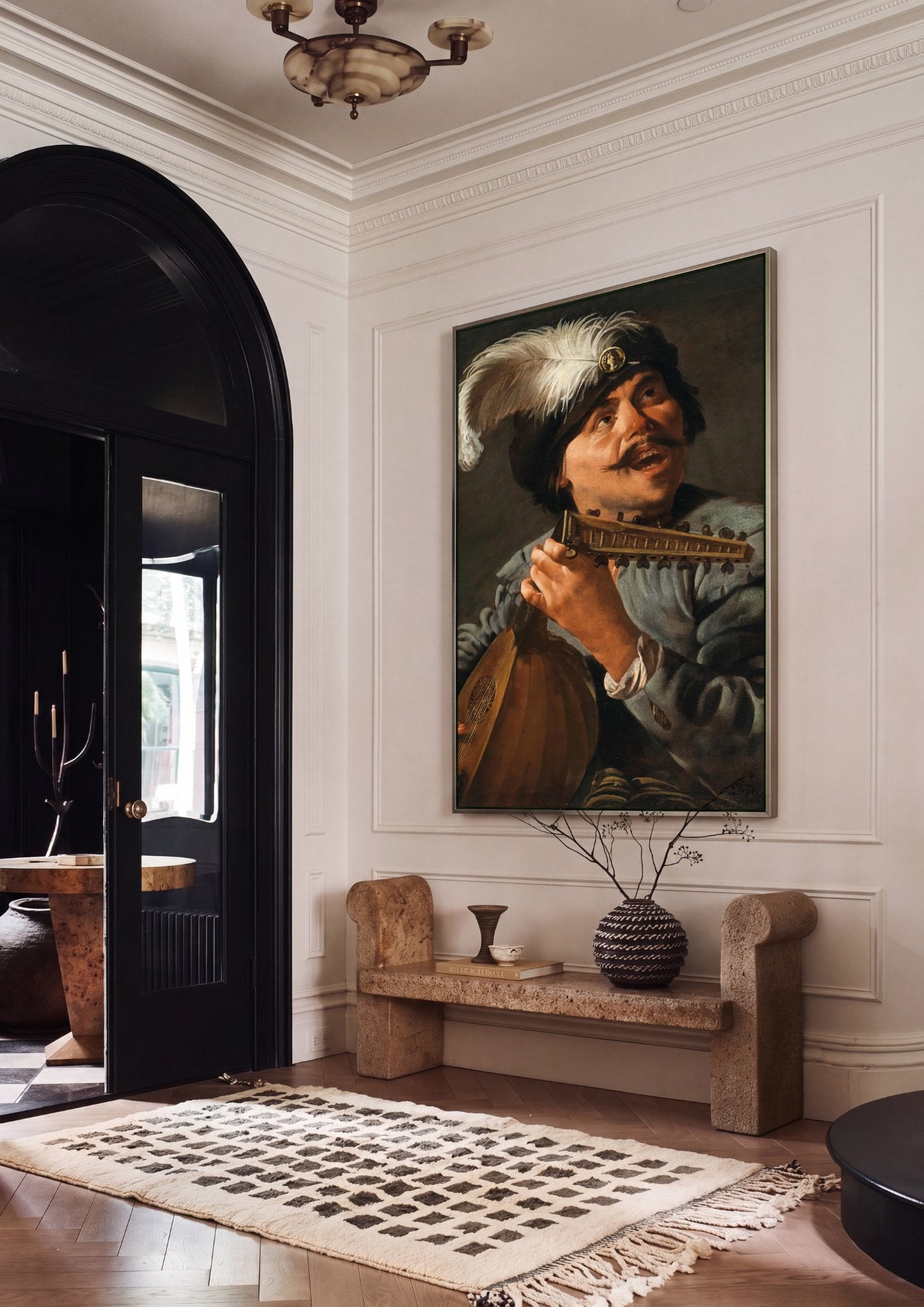 Quadro Decorativo O Cantor de Alaúde - Hendrick ter Brugghen em ambiente decorado