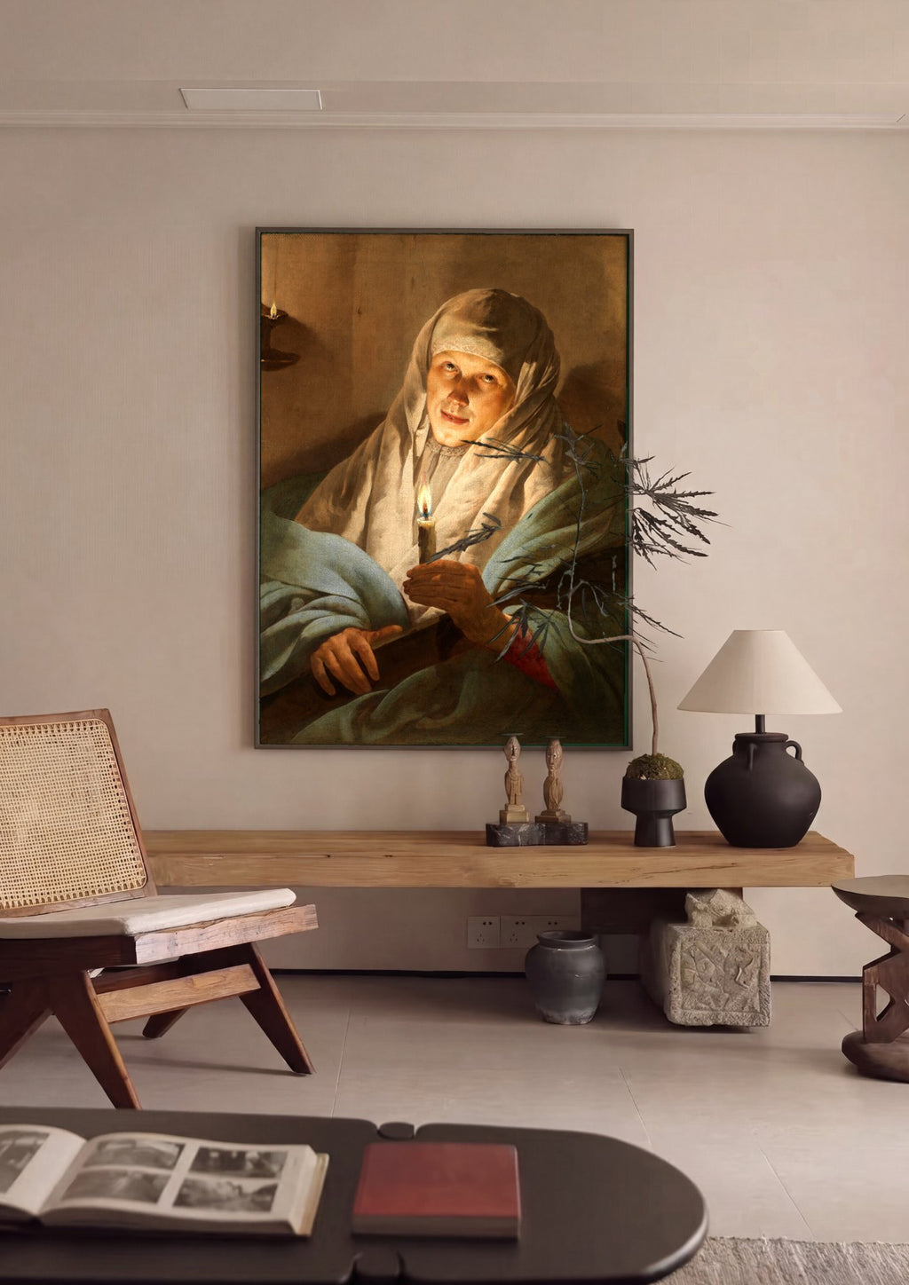 Quadro Decorativo A Jovem com a Vela - Hendrick ter Brugghen em ambiente decorado