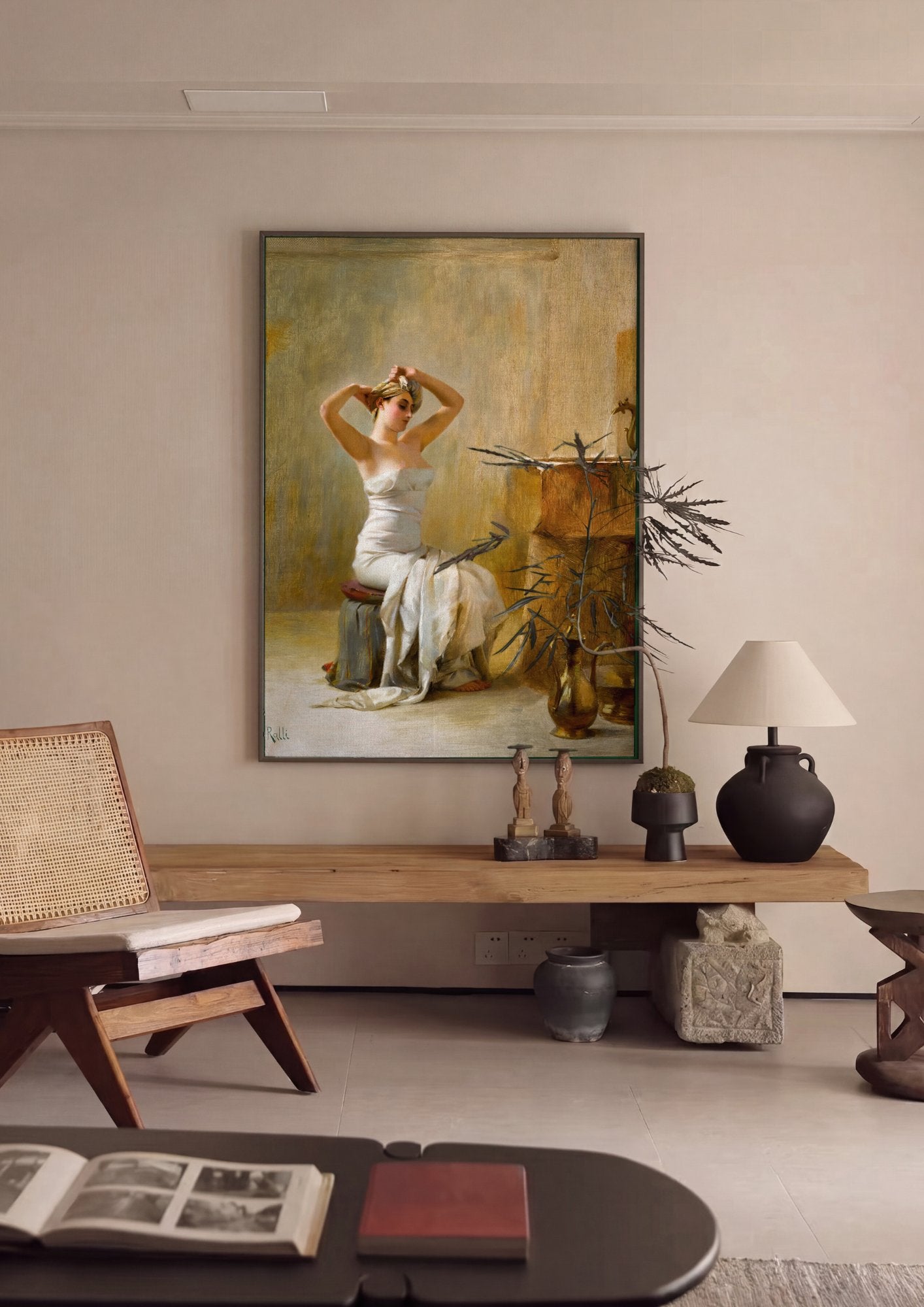 Quadro Decorativo A Mulher no Banho - Theodoros Ralli em ambiente decorado