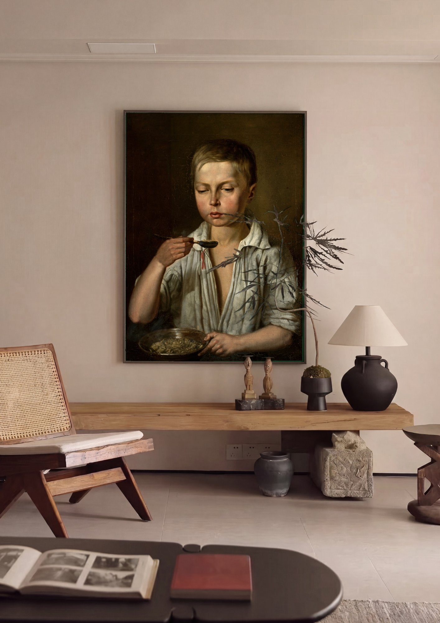 Quadro Decorativo O Menino com a Colher - Józef Simmler em ambiente decorado