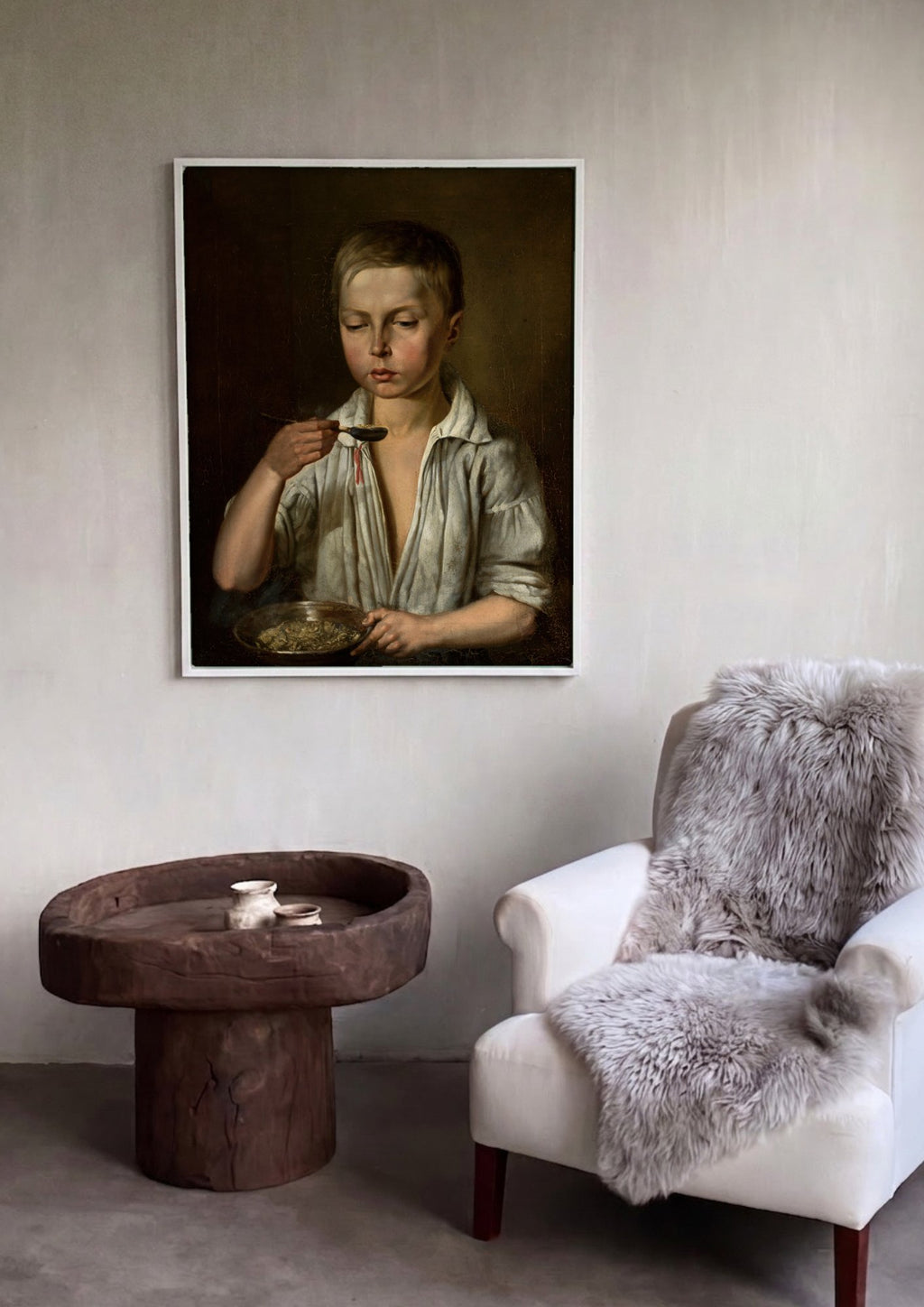 Quadro Decorativo O Menino com a Colher - Józef Simmler em ambiente decorado