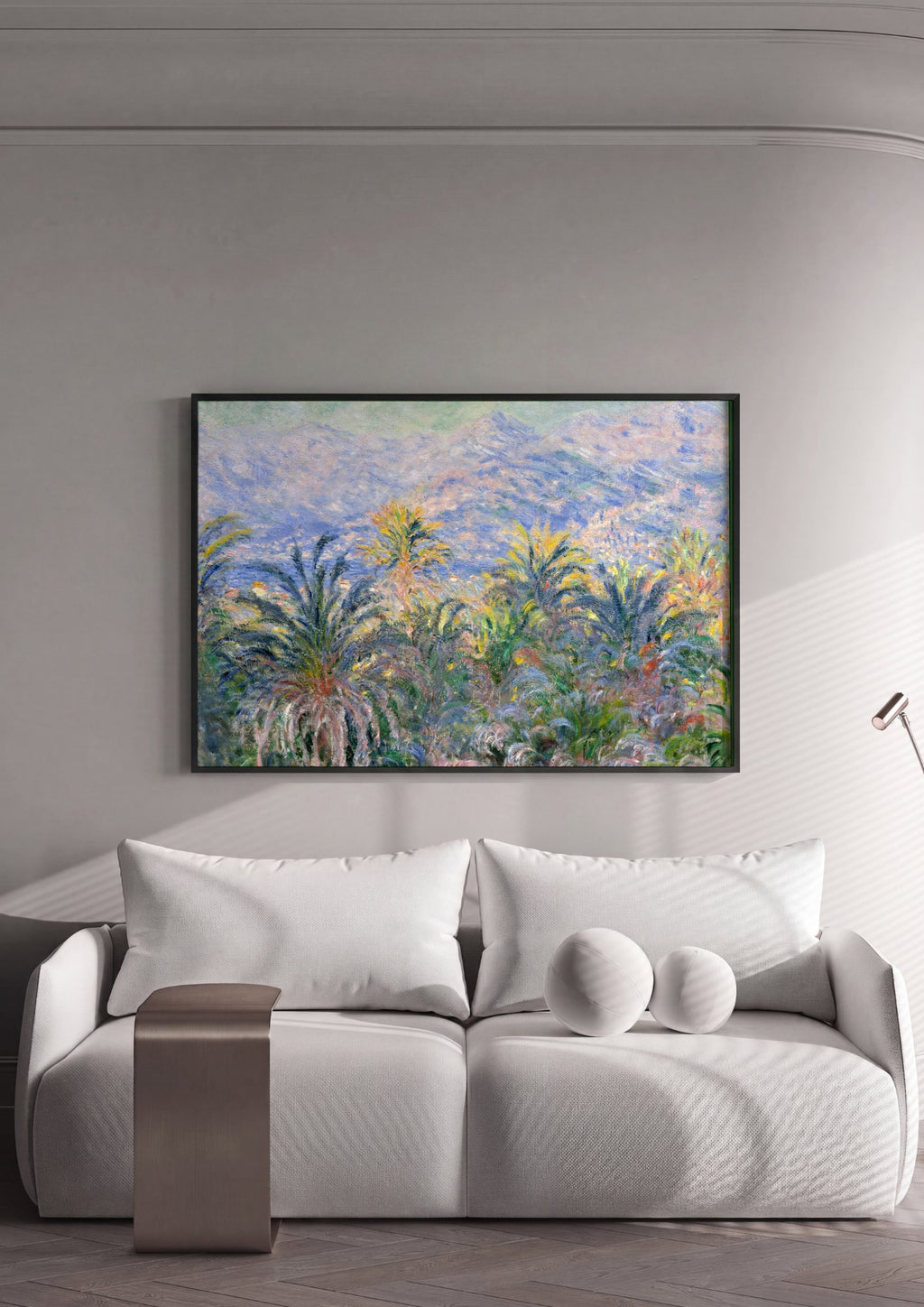 Quadro Decorativo Palmeiras em Bordighera - Claude Monet em ambiente decorado