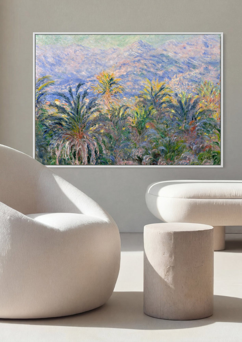 Quadro Decorativo Palmeiras em Bordighera - Claude Monet em ambiente decorado