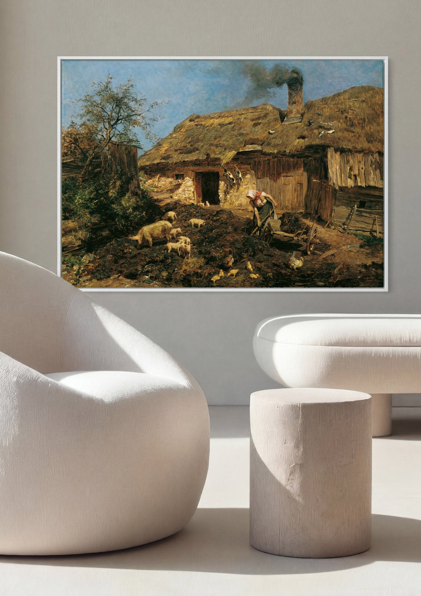 Quadro Decorativo Cena Rural com Mulher Trabalhando - Olga Wisinger-Florian em ambiente decorado