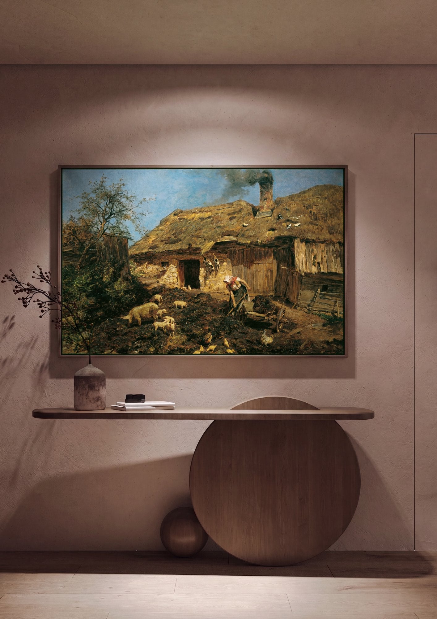 Quadro Decorativo Cena Rural com Mulher Trabalhando - Olga Wisinger-Florian em ambiente decorado