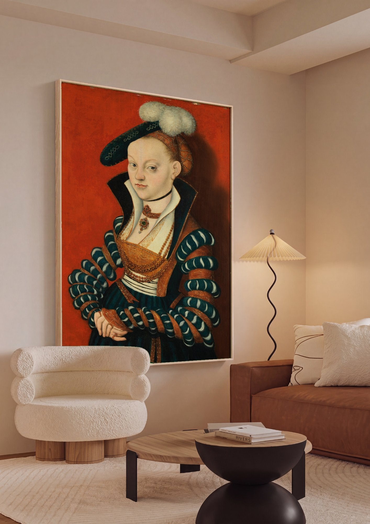 Quadro Decorativo Retrato de uma Mulher Jovem - Lucas Cranach em ambiente decorado