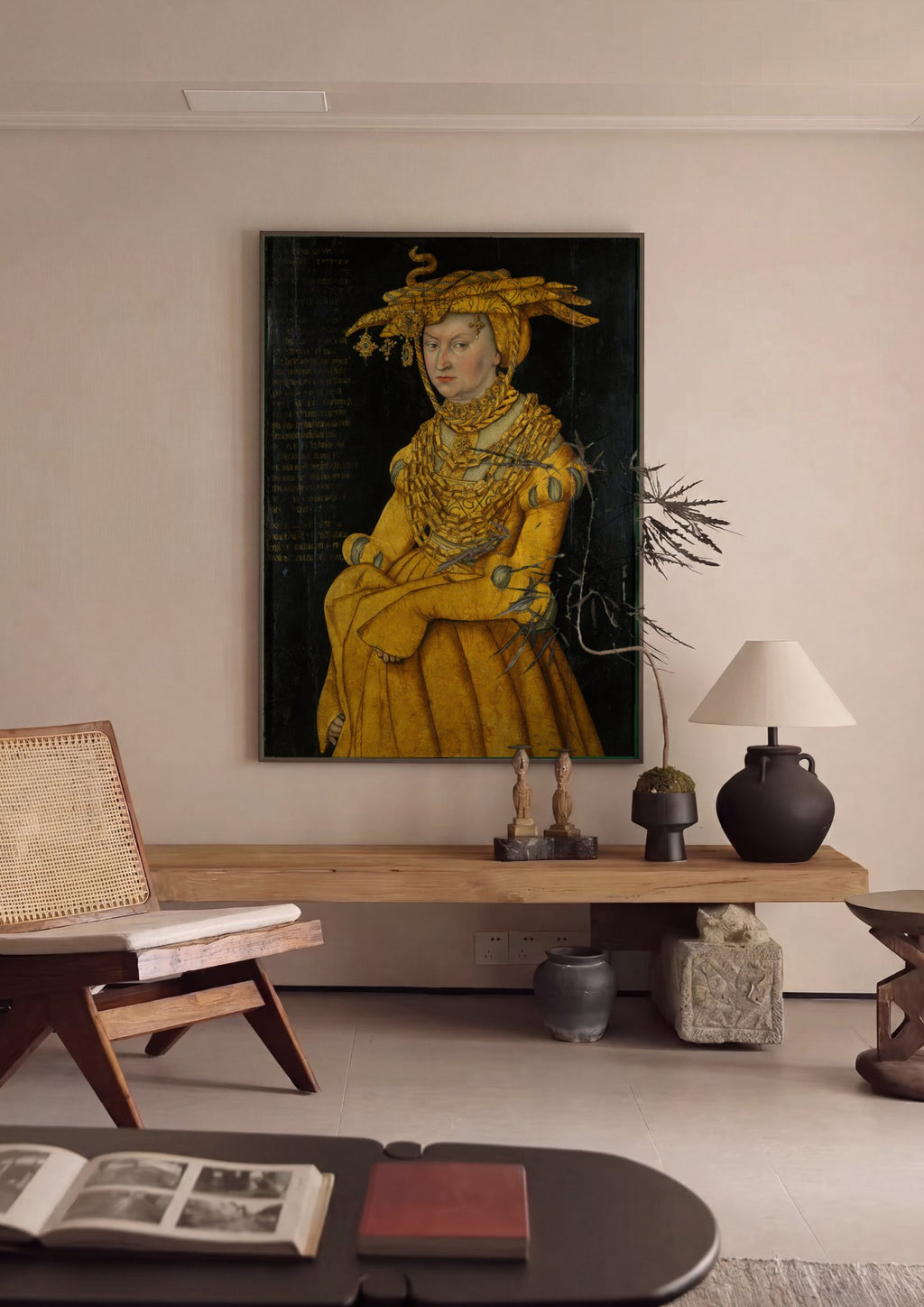 Quadro Decorativo Retrato de uma Mulher Saxônica - Cranach em ambiente decorado