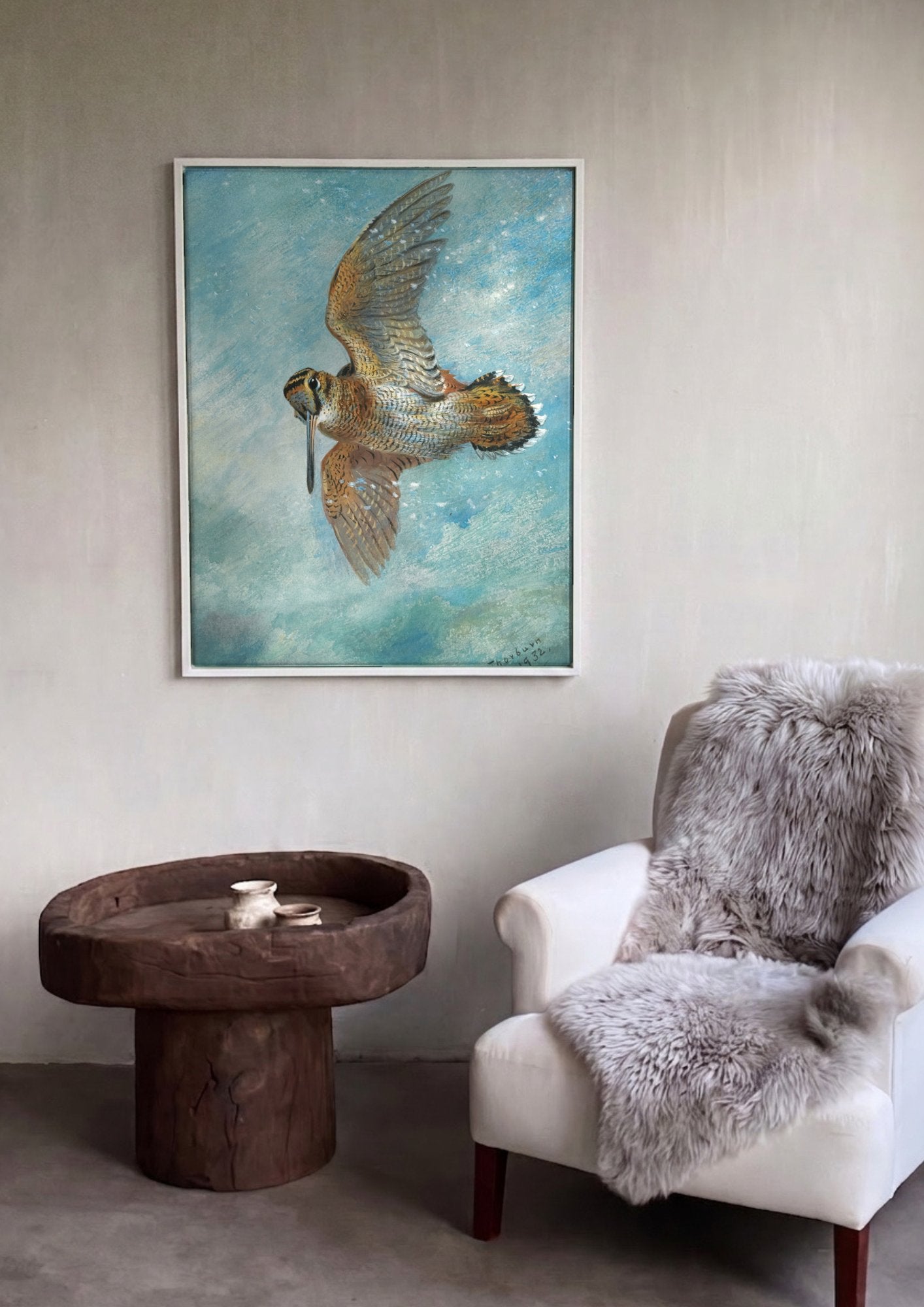 Quadro Decorativo Maçarico Voador - Archibald Thorburn em ambiente decorado