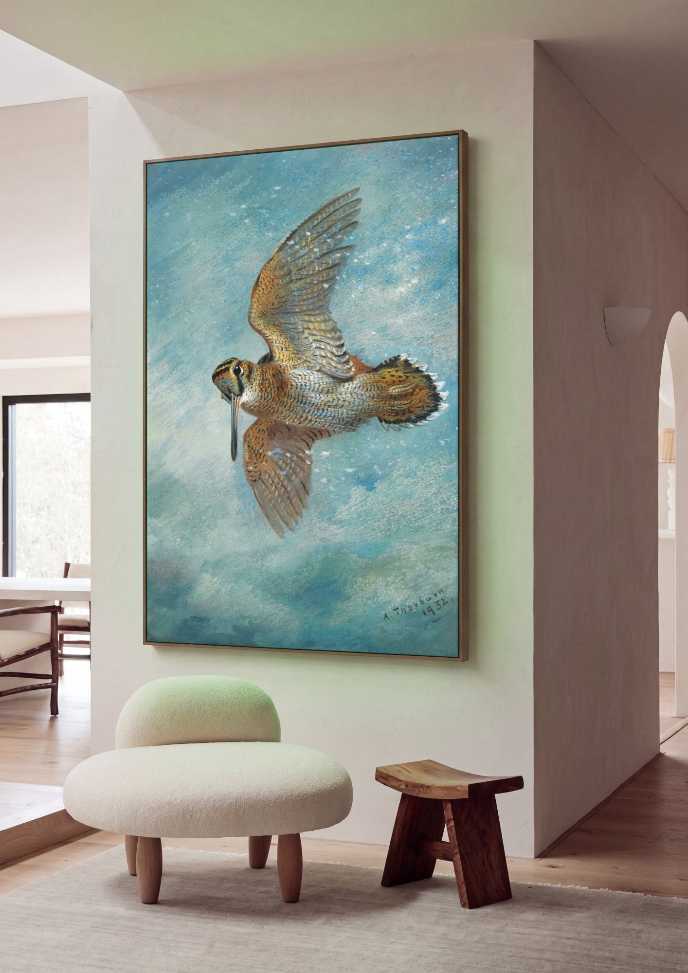 Quadro Decorativo Maçarico Voador - Archibald Thorburn em ambiente decorado
