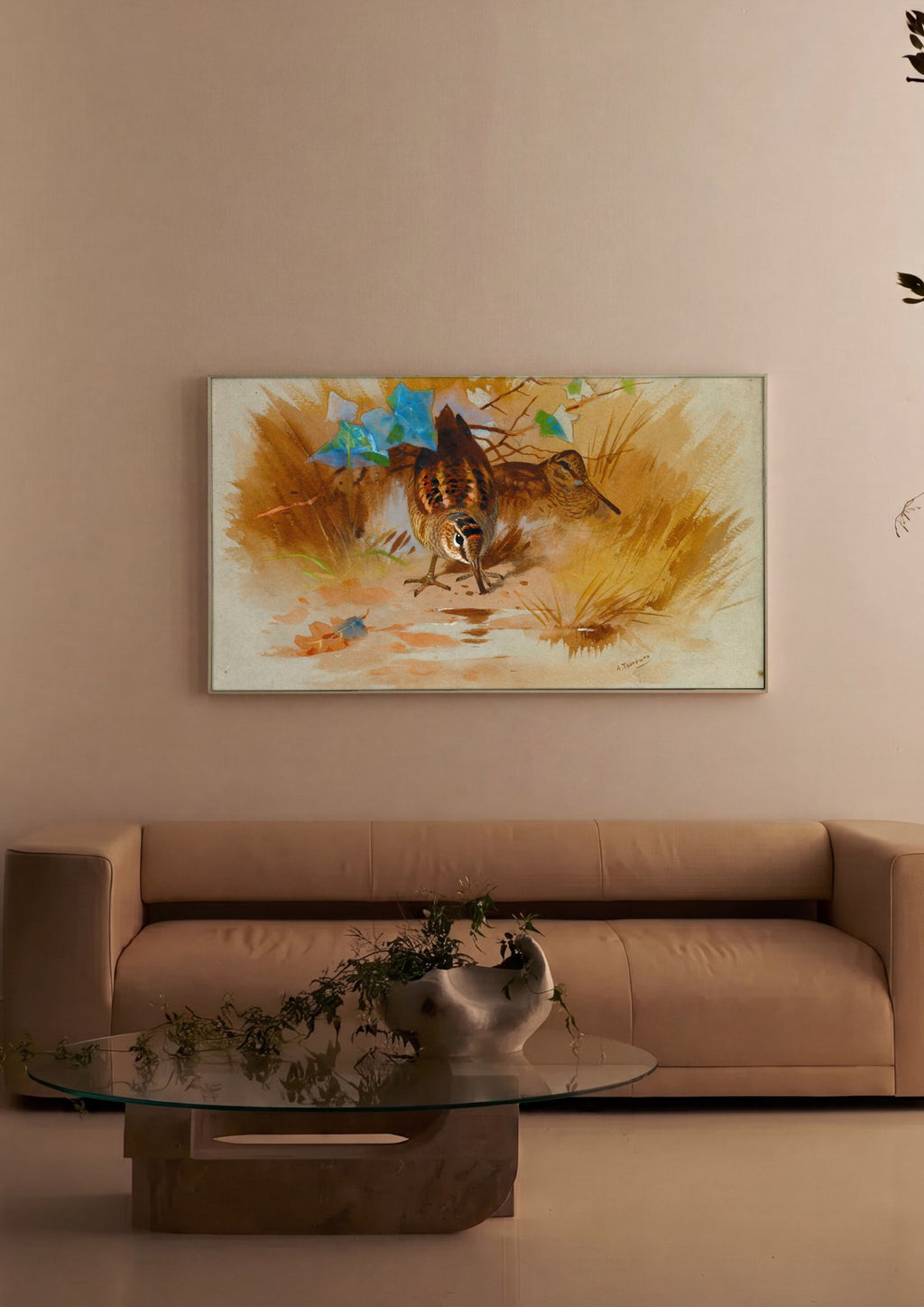 Quadro Decorativo Aves do Pântano - Archibald Thorburn em ambiente decorado