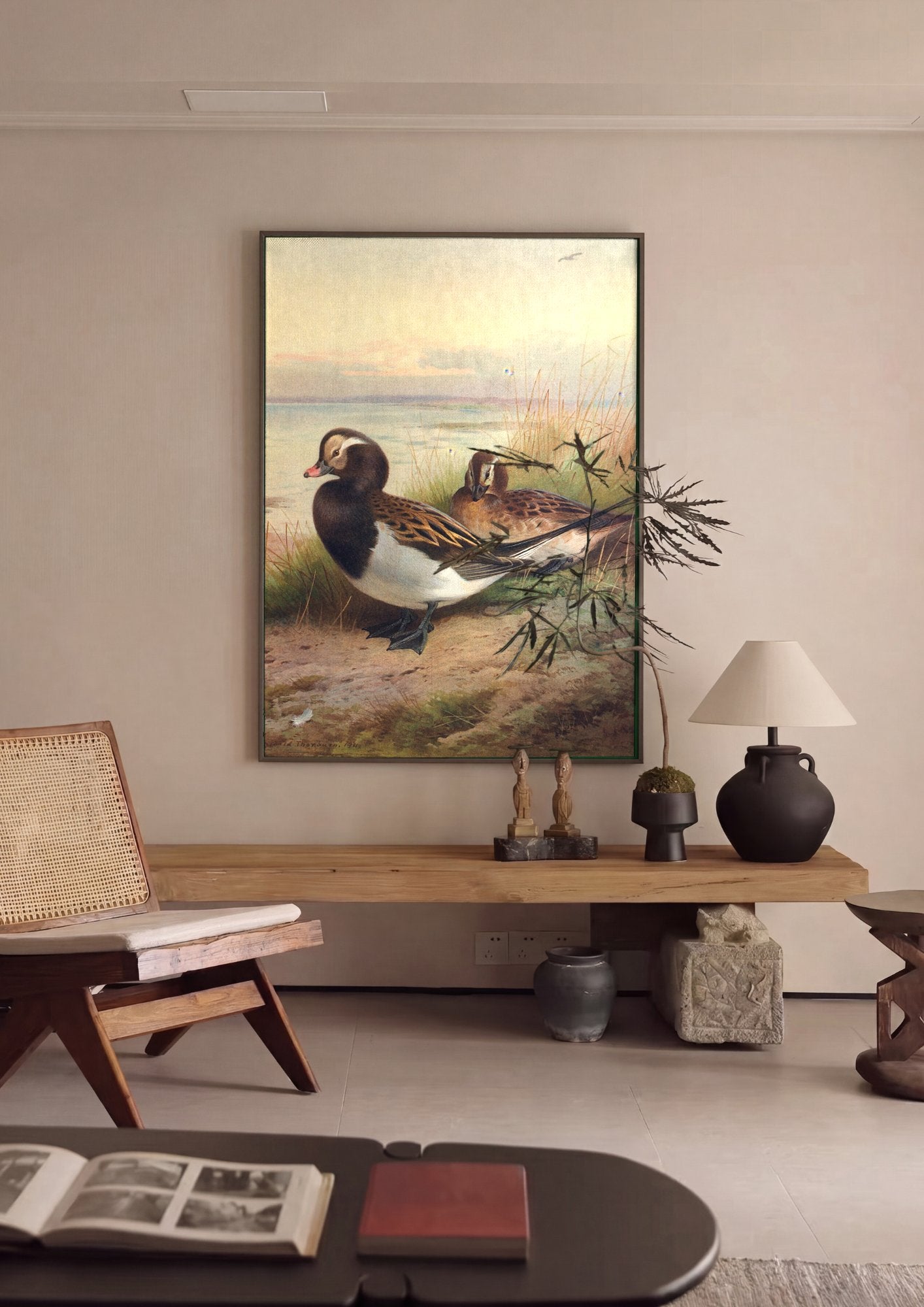 Quadro Decorativo Patos Selvagens - Archibald Thorburn em ambiente decorado