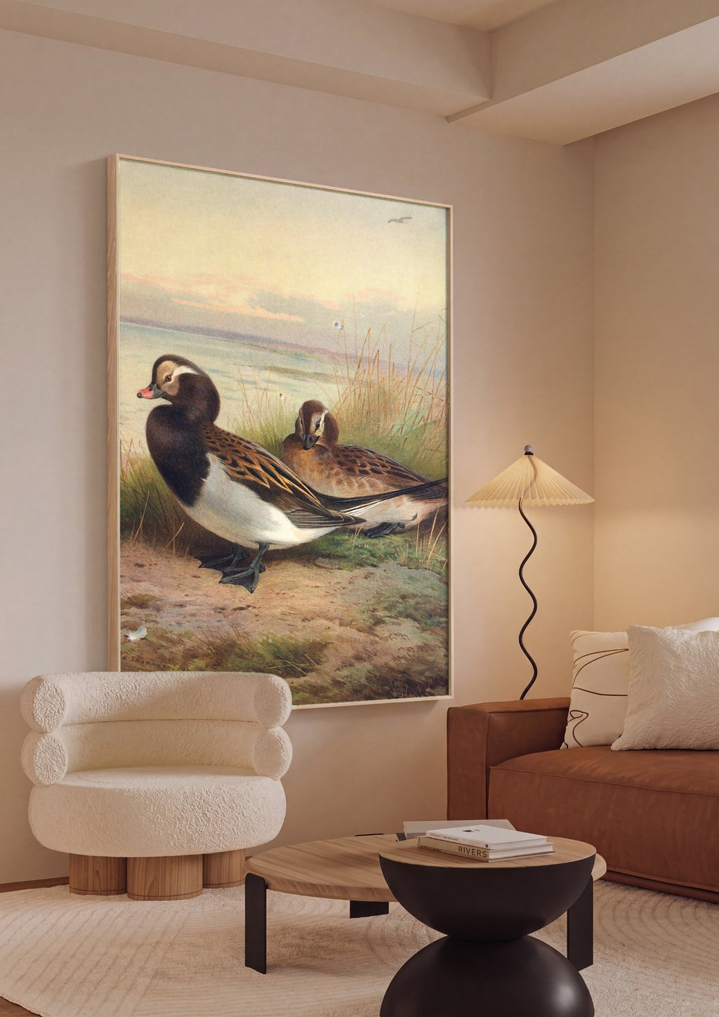 Quadro Decorativo Patos Selvagens - Archibald Thorburn em ambiente decorado