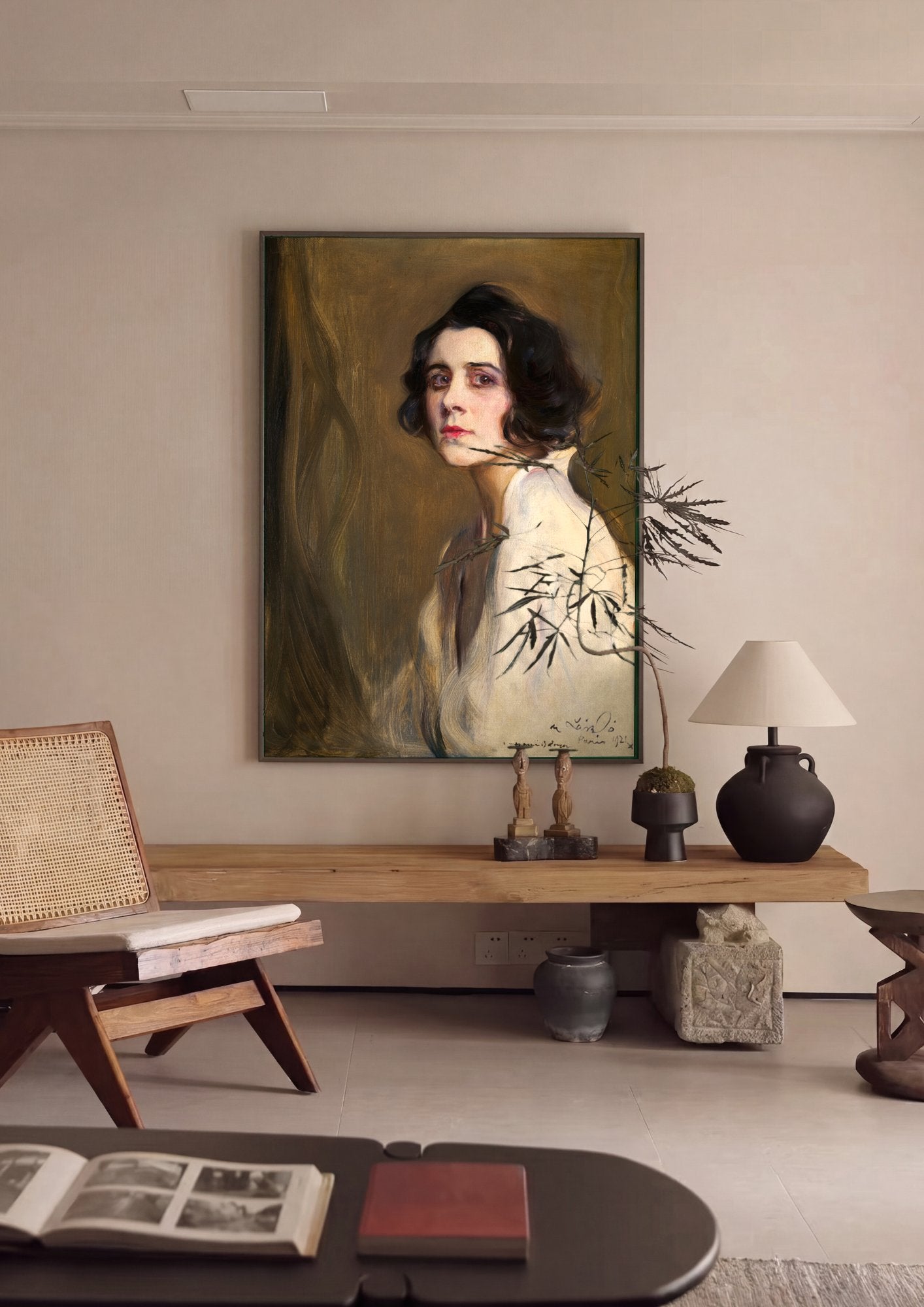 Quadro Decorativo Retrato de Mulher - Philip de László em ambiente decorado