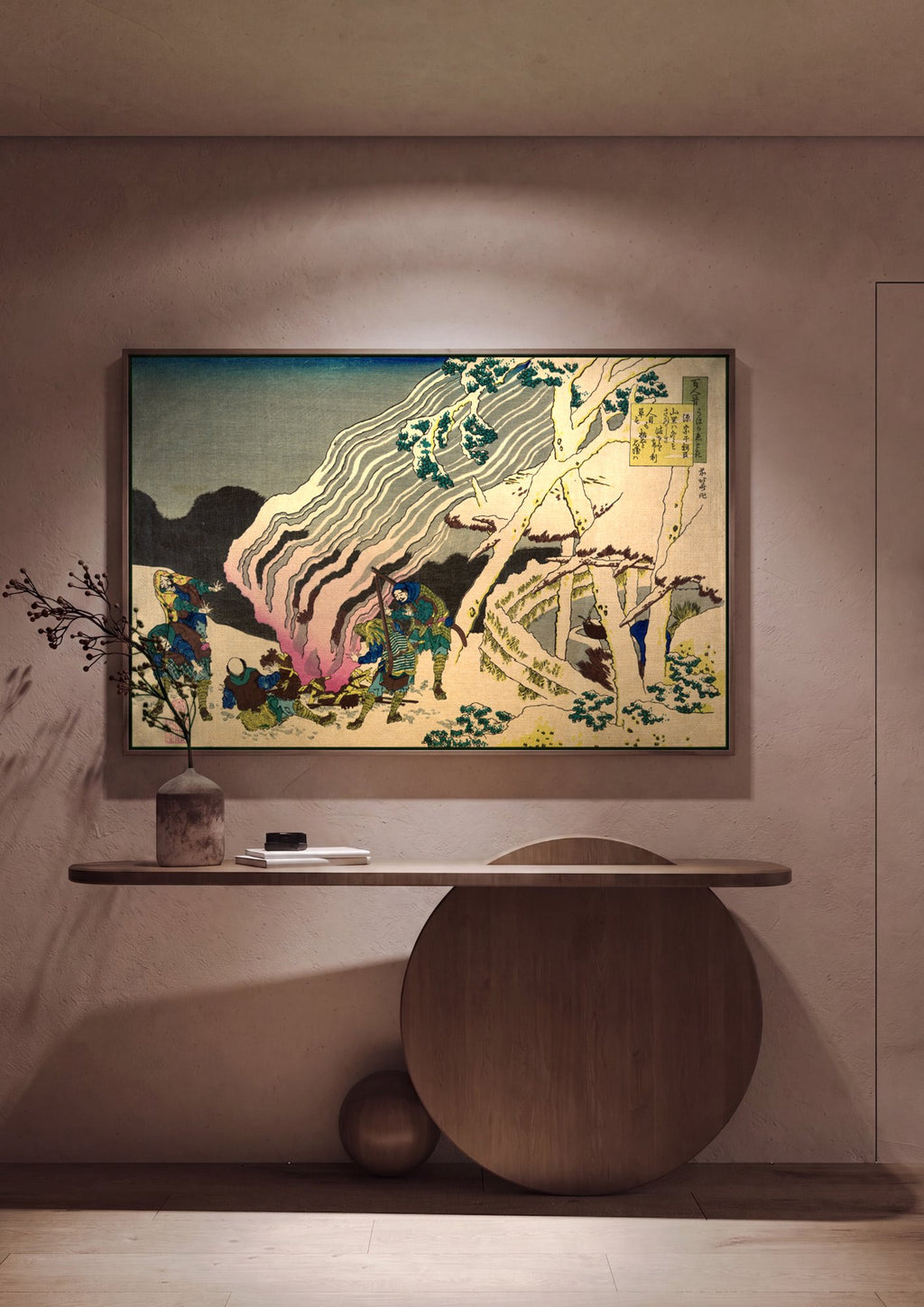 Quadro Decorativo A Fuga do Monte Yoshino - Hokusai em ambiente decorado