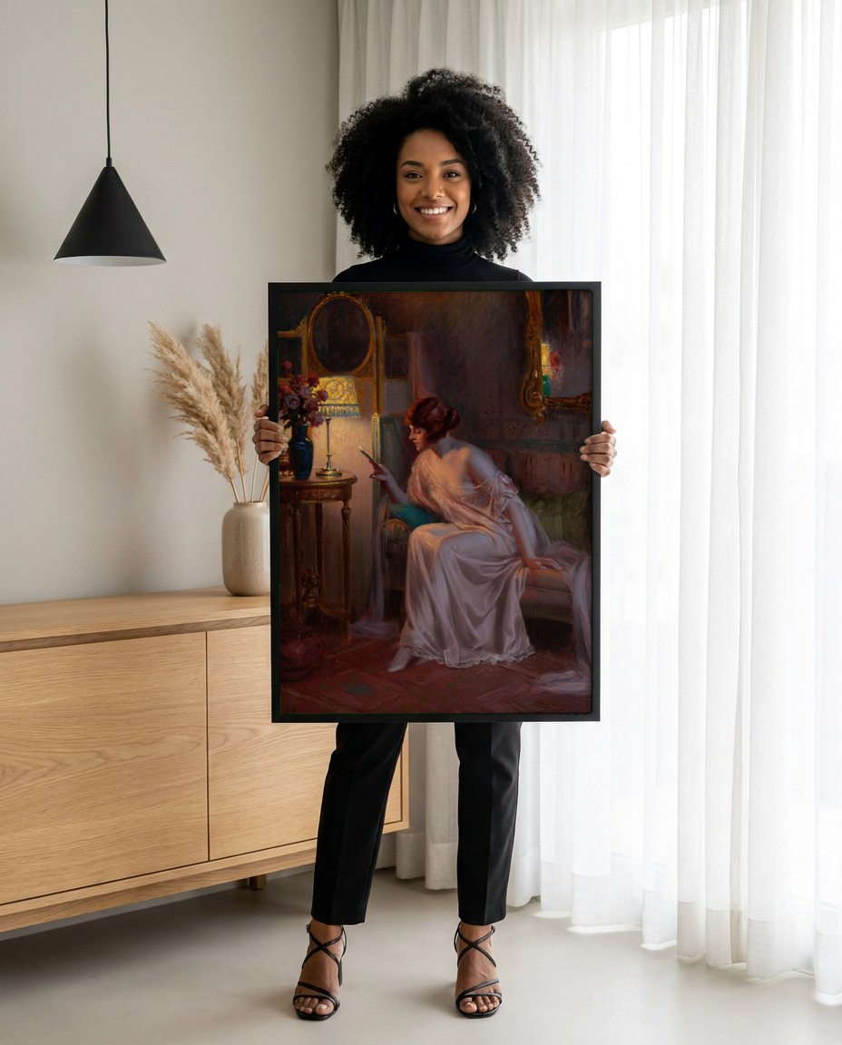 Quadro Decorativo: A Carta Íntima - Delphin Enjolras com modelo em ambiente