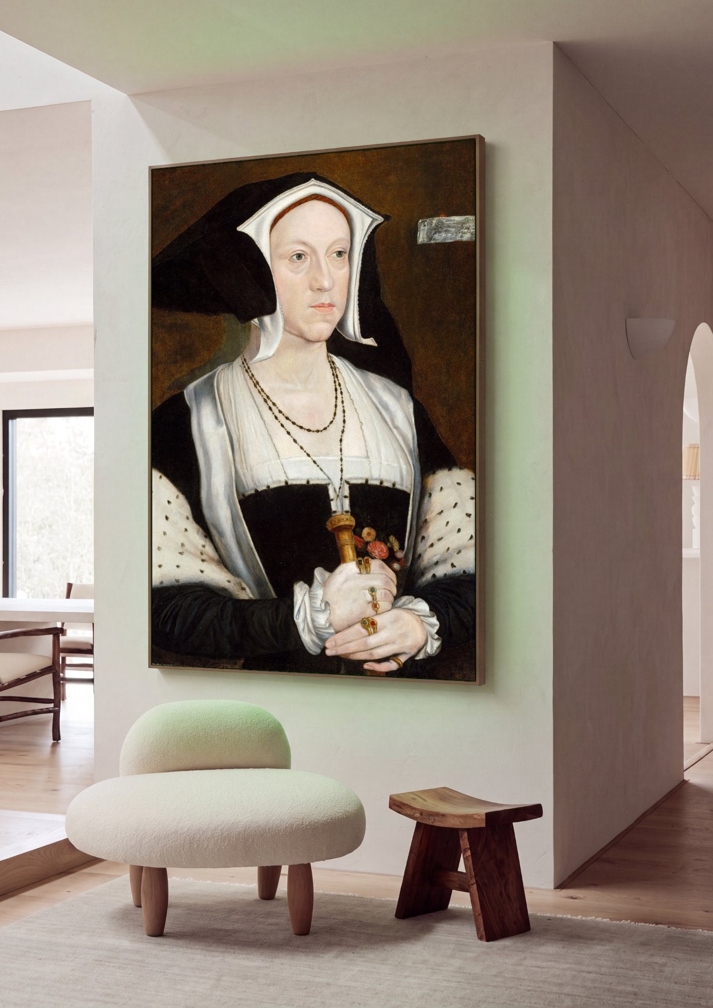 Quadro Decorativo 'Anna de Cleves' - Hans Holbein em ambiente decorado