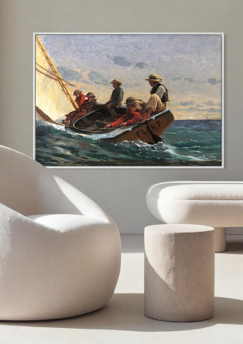 Quadro Decorativo Breezing Up - Winslow Homer em ambiente decorado