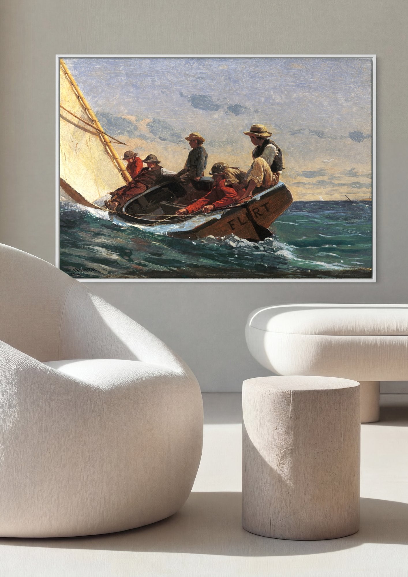 Quadro Decorativo Breezing Up - Winslow Homer em ambiente decorado