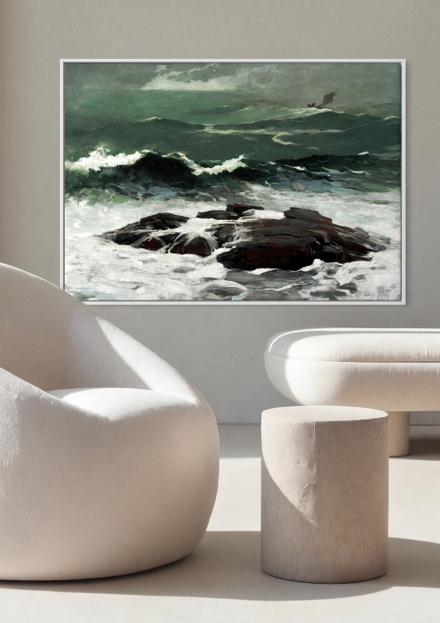 Quadro Decorativo Mar Revolto - Winslow Homer em ambiente decorado