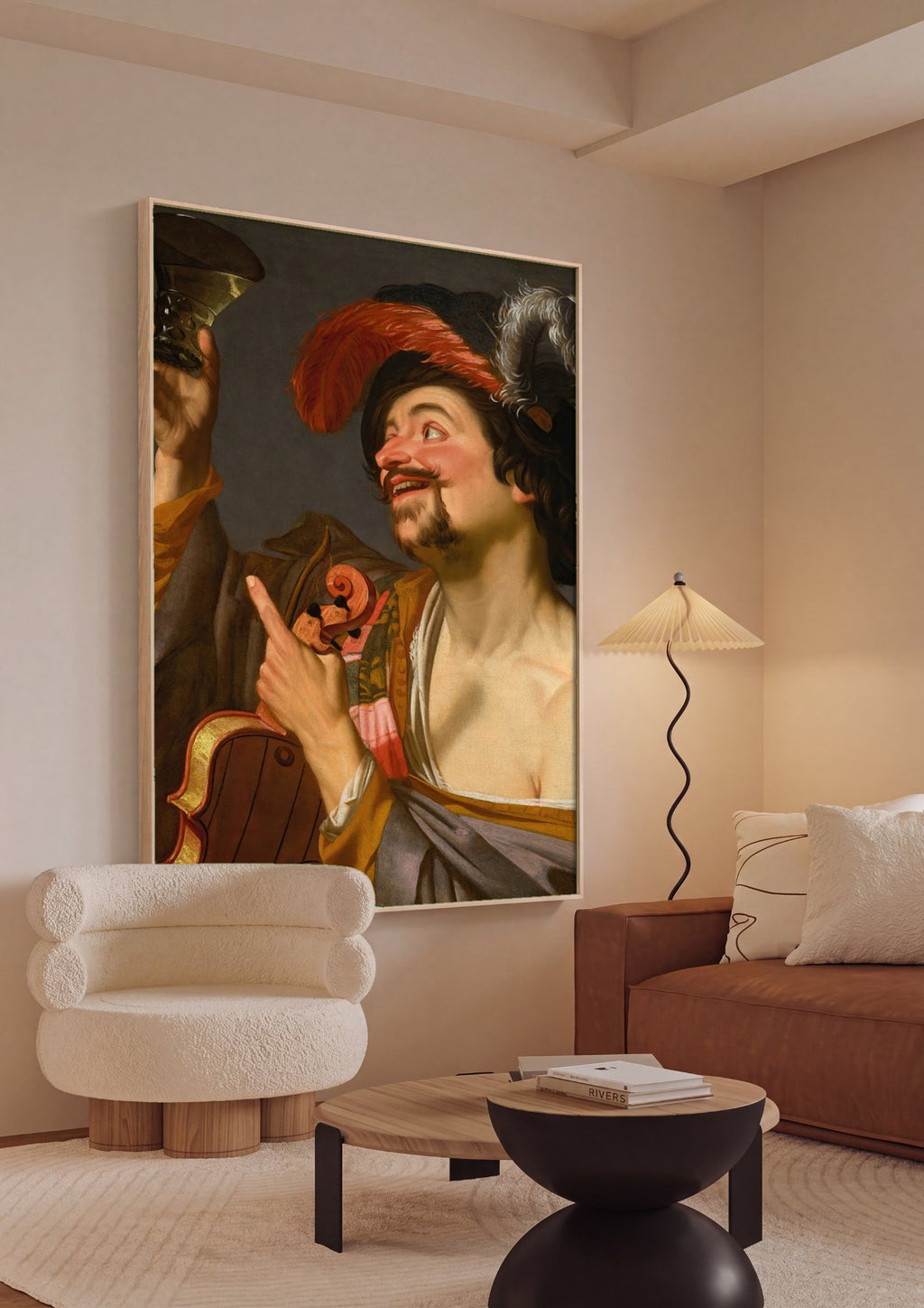 Quadro Decorativo O Alegre Violinista - Honthorst em ambiente decorado