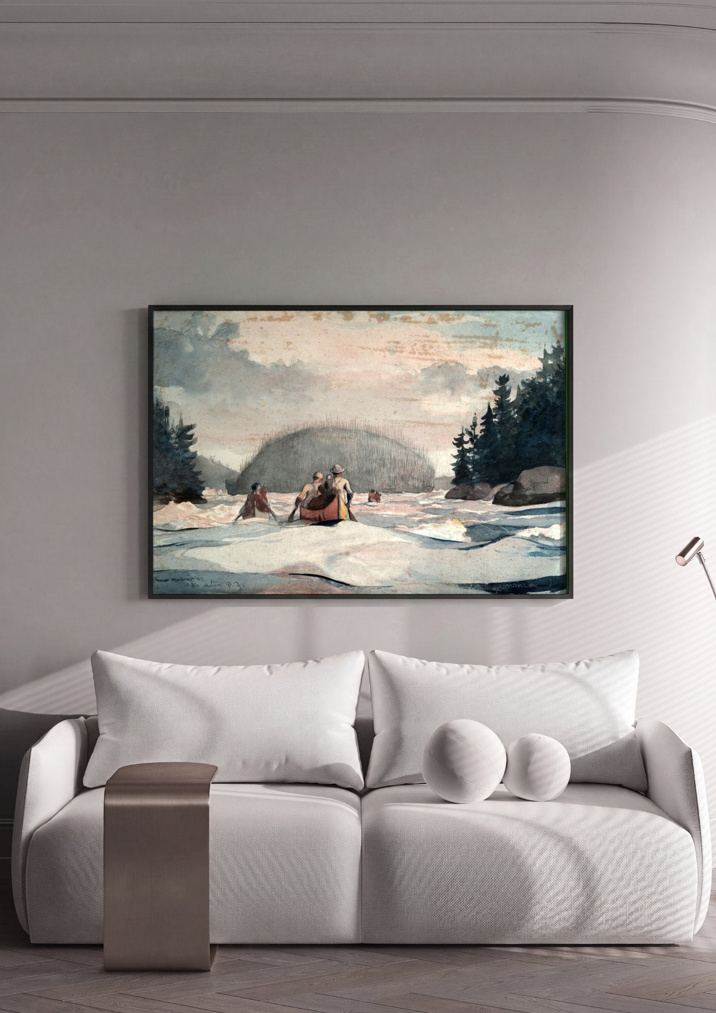 Quadro Decorativo Remo no Rio - Winslow Homer em ambiente decorado