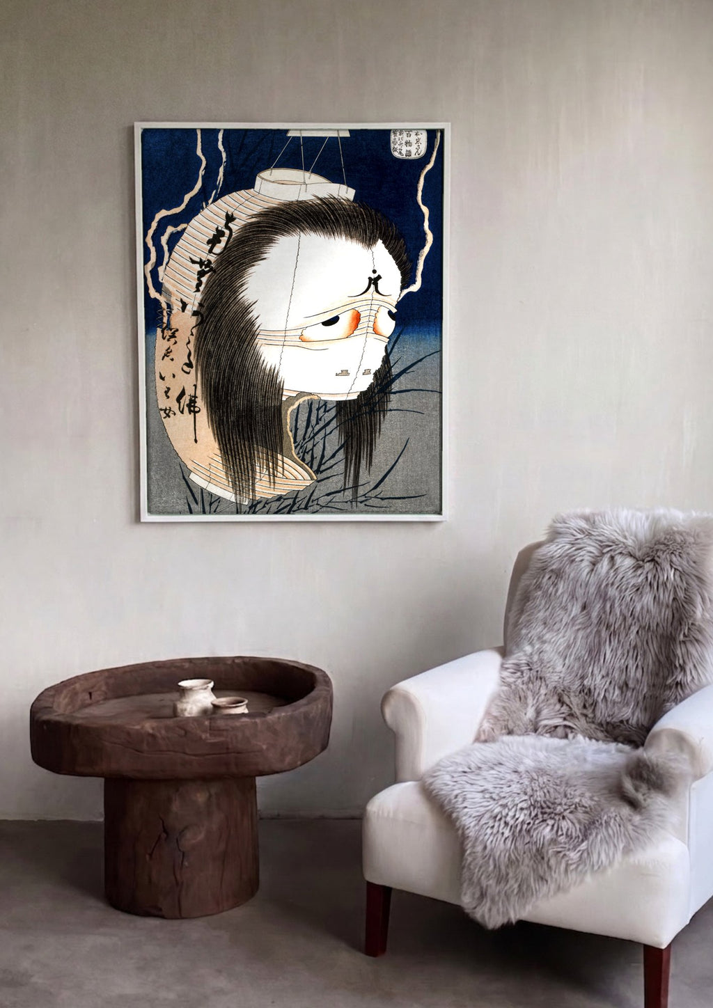 Quadro Decorativo A Lanterna Fantasma - Hokusai em ambiente decorado