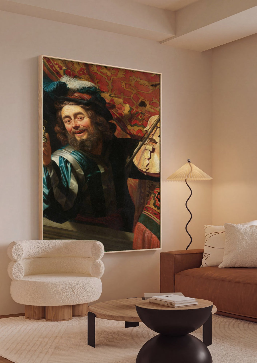 Quadro Decorativo O Alegre Violinista - Honthorst em ambiente decorado