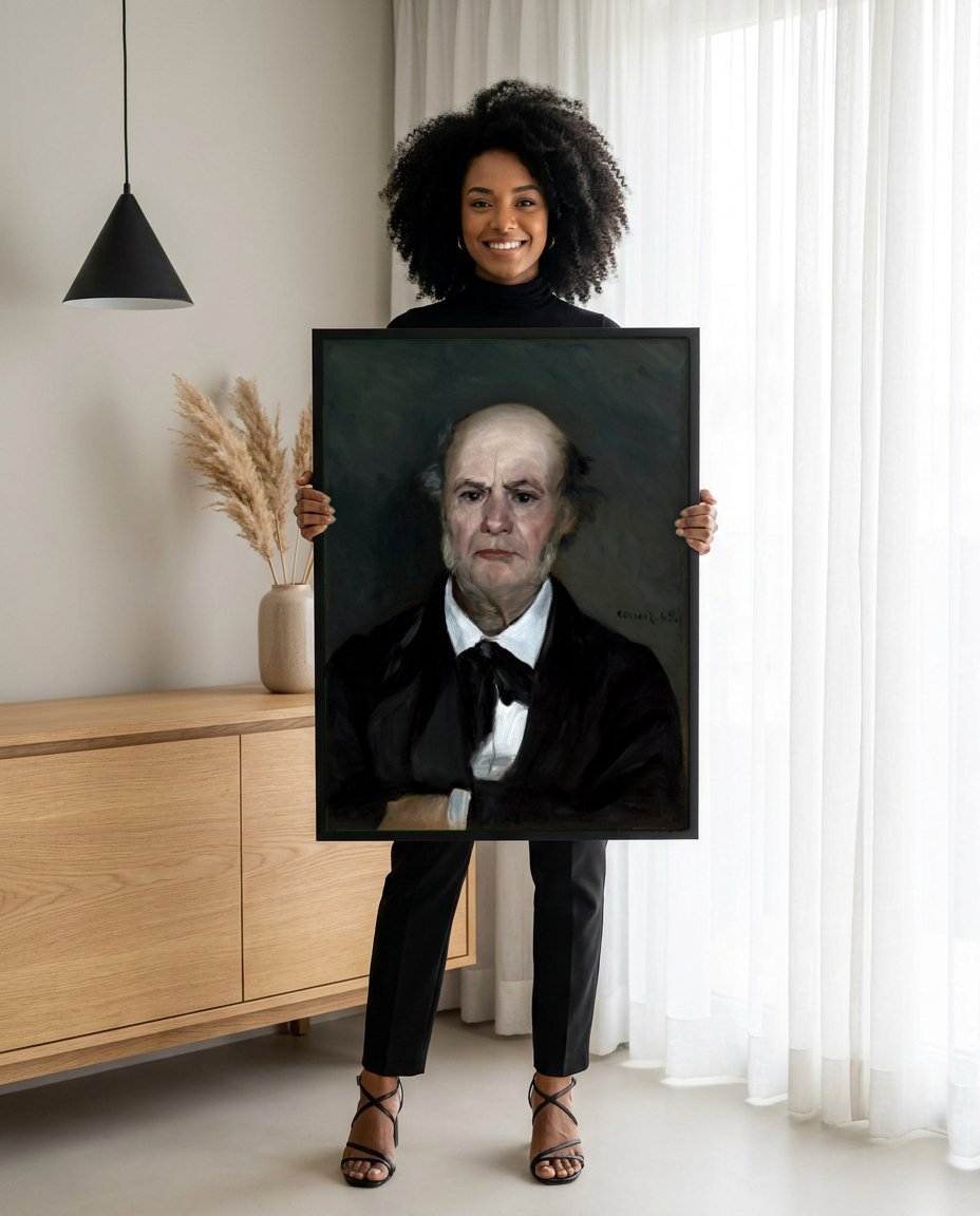 Quadro Decorativo Retrato de Victor Chocquet - Renoir com modelo em ambiente