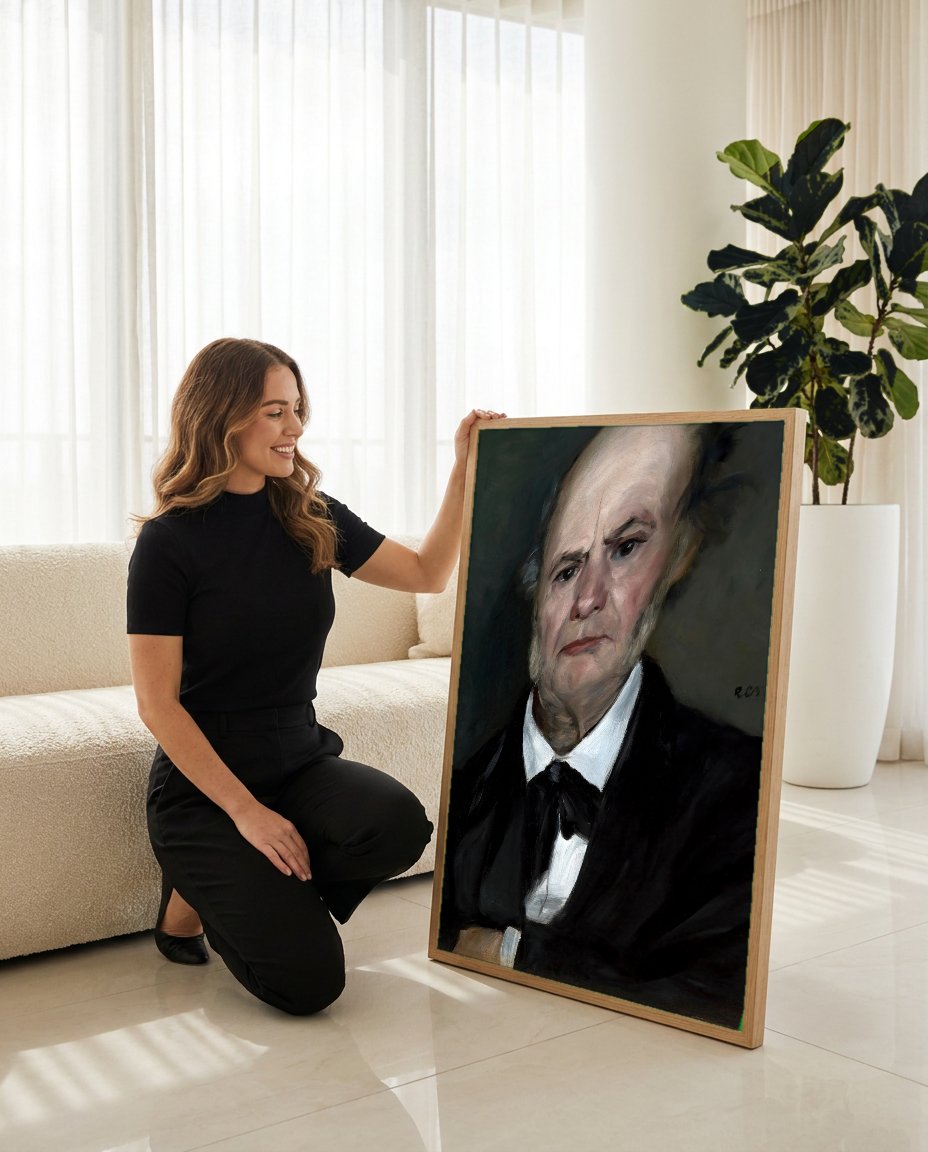 Quadro Decorativo Retrato de Victor Chocquet - Renoir com modelo em ambiente