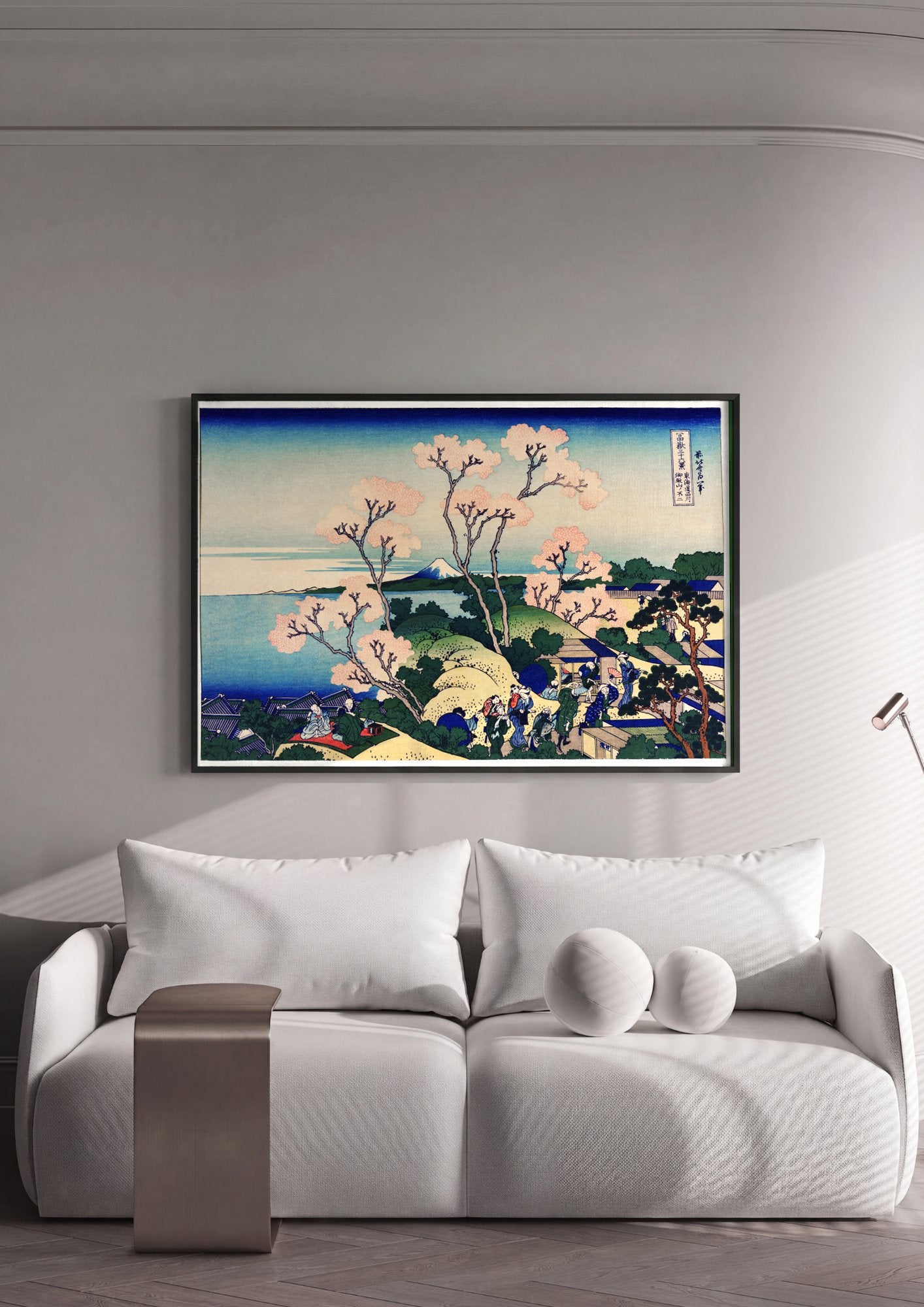 Quadro Decorativo A Enseada de Ejiri - Hokusai em ambiente decorado