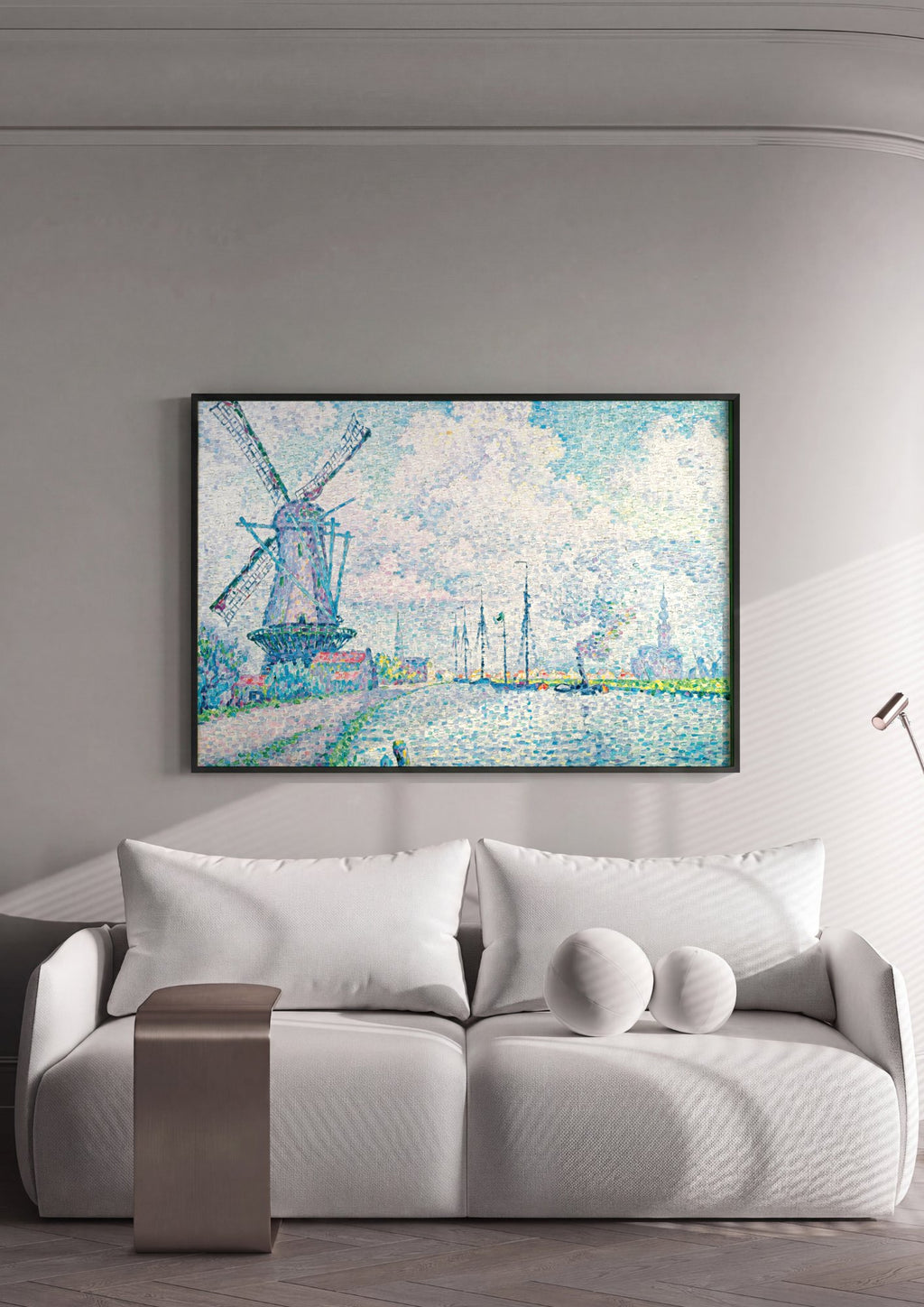 Quadro Decorativo Moinho de Vento na Holanda - Paul Signac em ambiente decorado