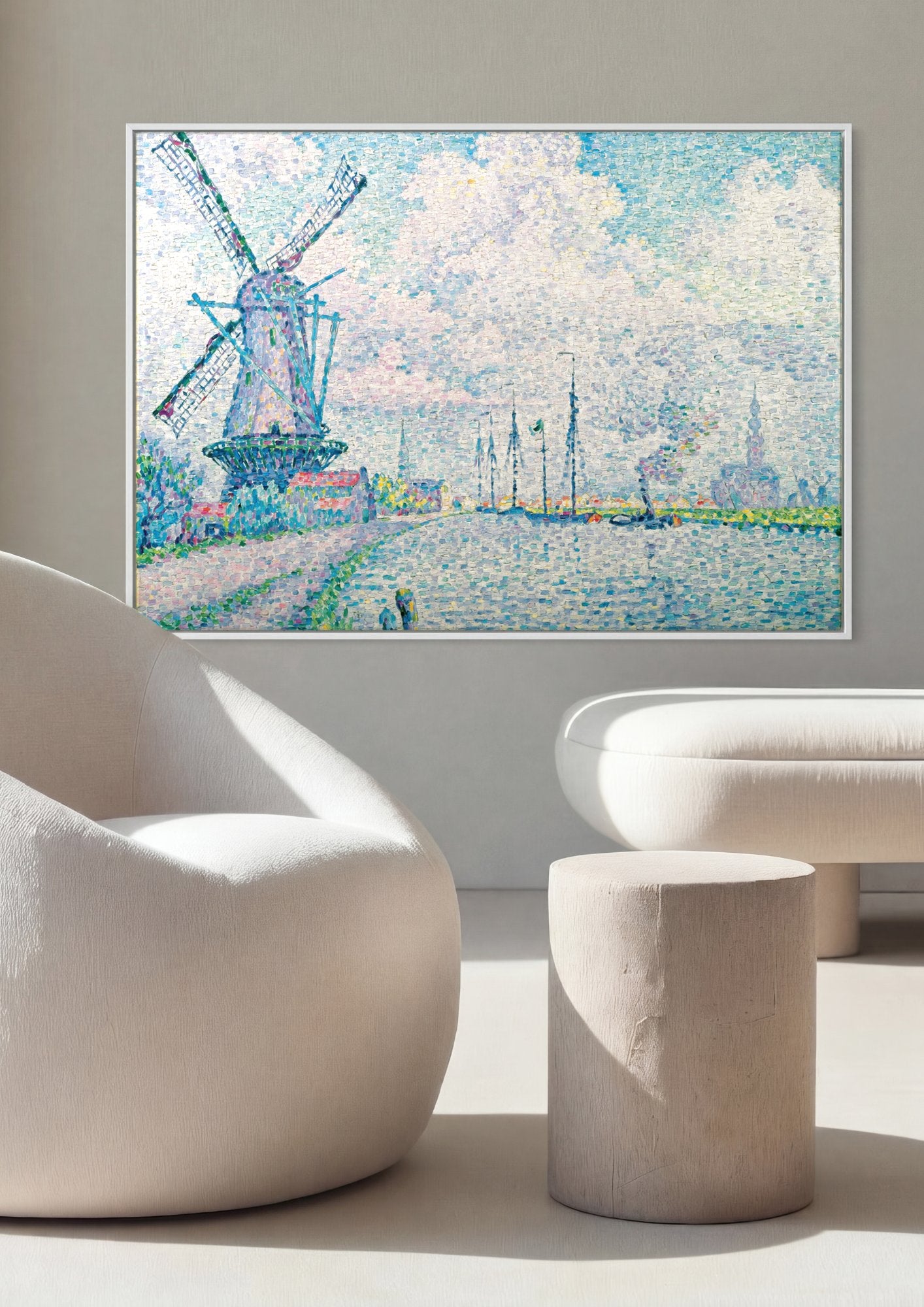 Quadro Decorativo Moinho de Vento na Holanda - Paul Signac em ambiente decorado