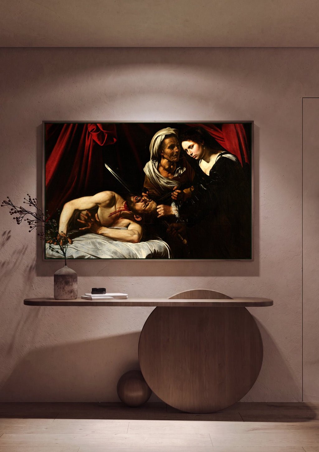 Quadro Decorativo 'Judite Decapitando Holofernes' - Caravaggio em ambiente decorado