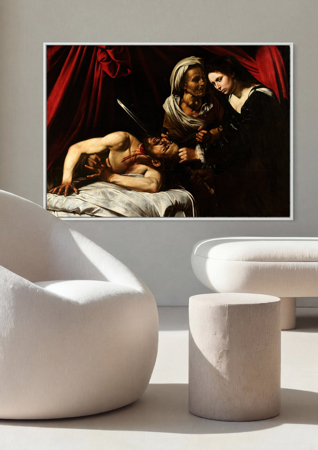 Quadro Decorativo 'Judite Decapitando Holofernes' - Caravaggio em ambiente decorado