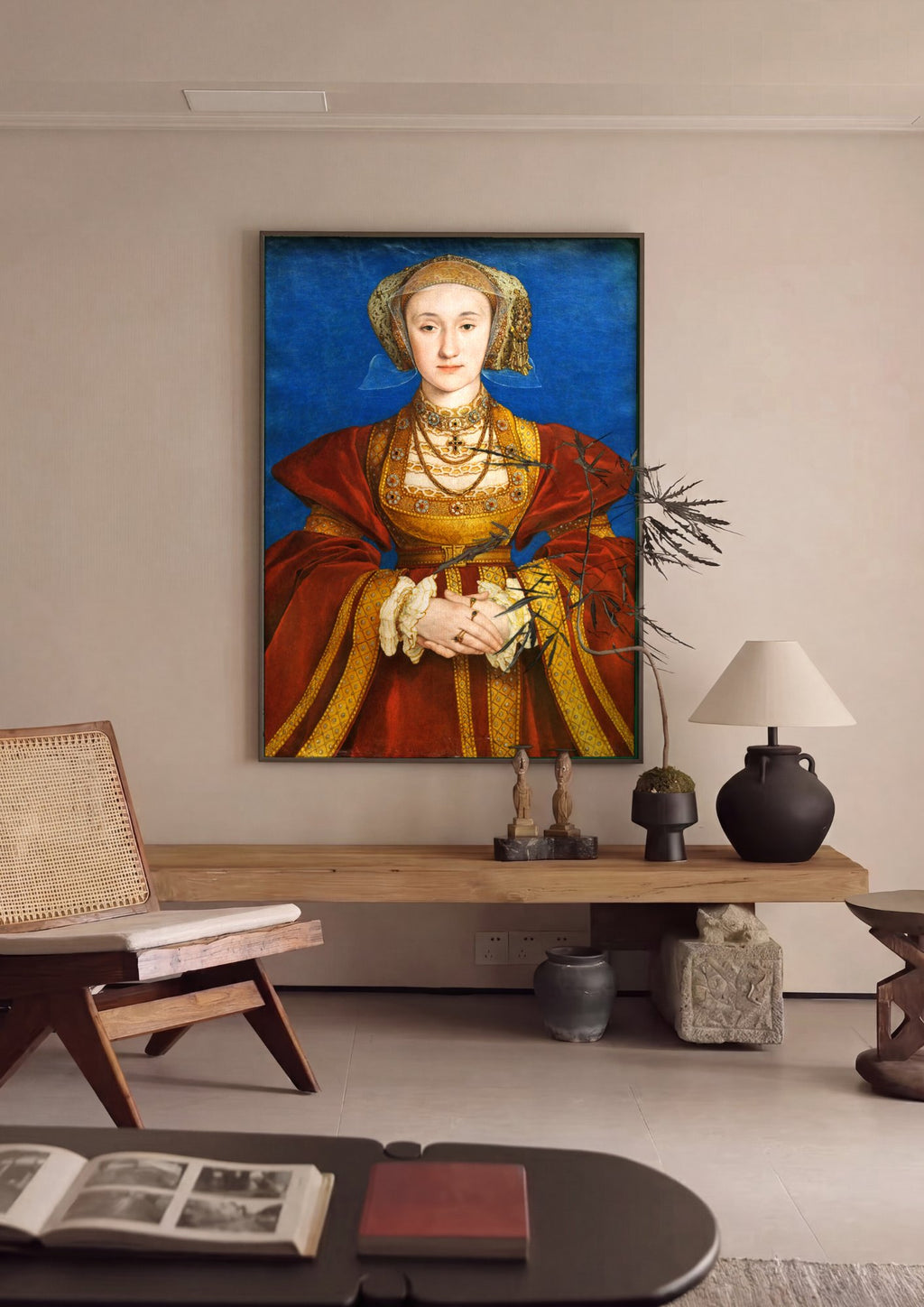 Quadro Decorativo Ana de Cleves - Hans Holbein, o Jovem em ambiente decorado