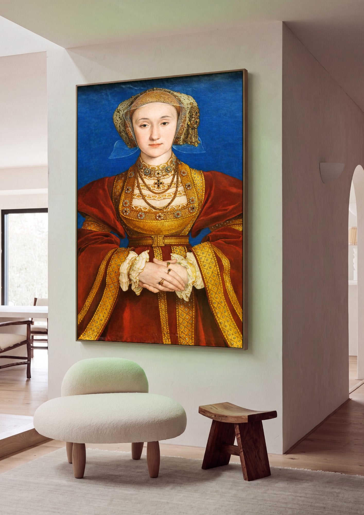 Quadro Decorativo Ana de Cleves - Hans Holbein, o Jovem em ambiente decorado