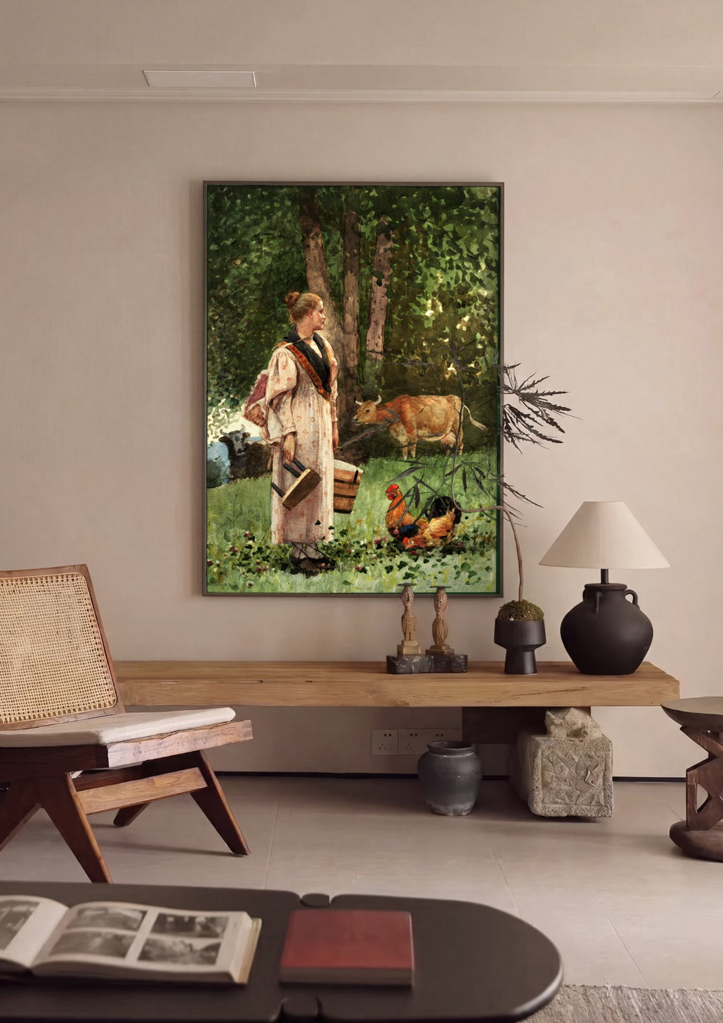 Quadro Decorativo A Leiteira - Winslow Homer em ambiente decorado