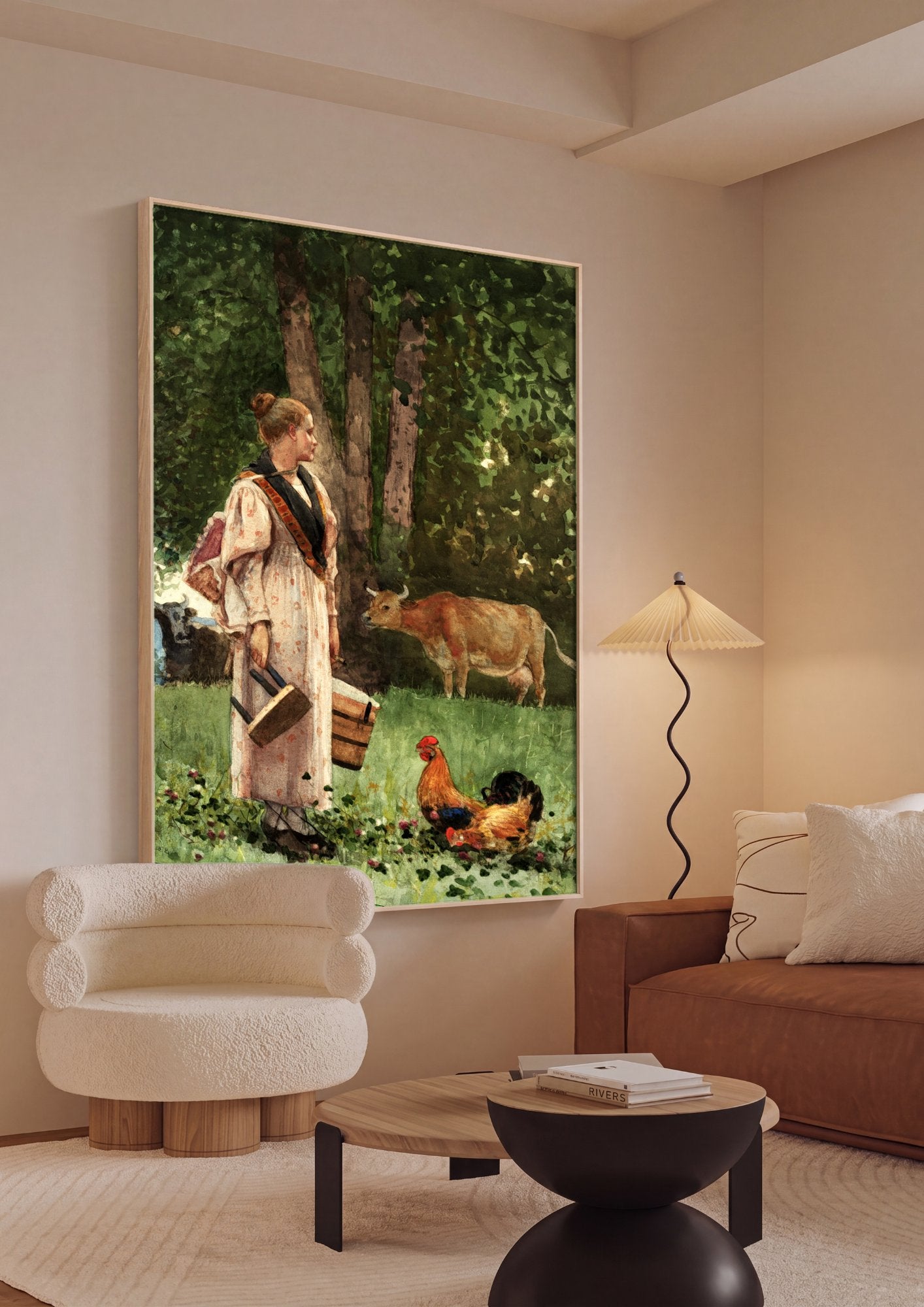 Quadro Decorativo A Leiteira - Winslow Homer em ambiente decorado