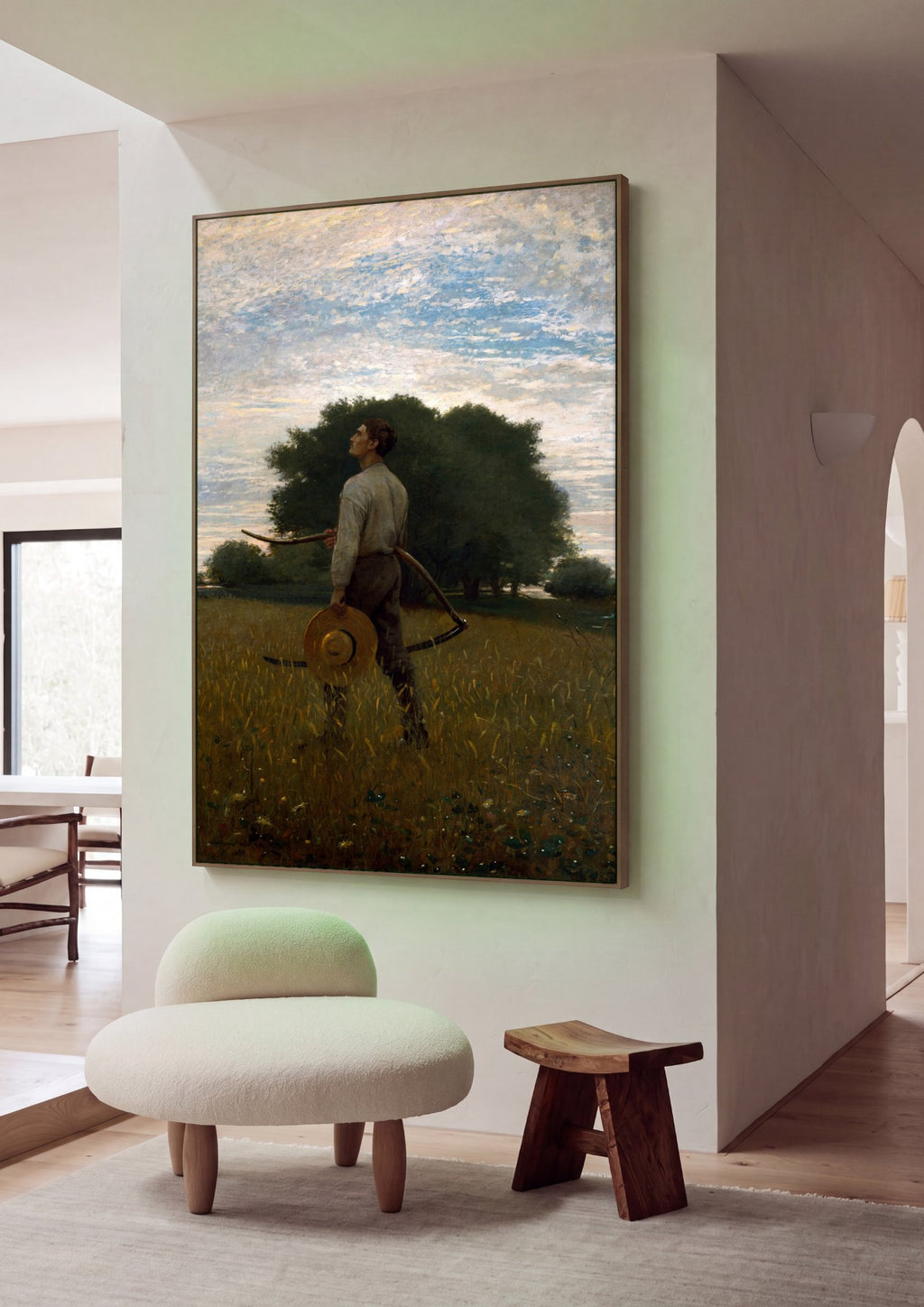 Quadro Decorativo O Ceifador - Winslow Homer em ambiente decorado