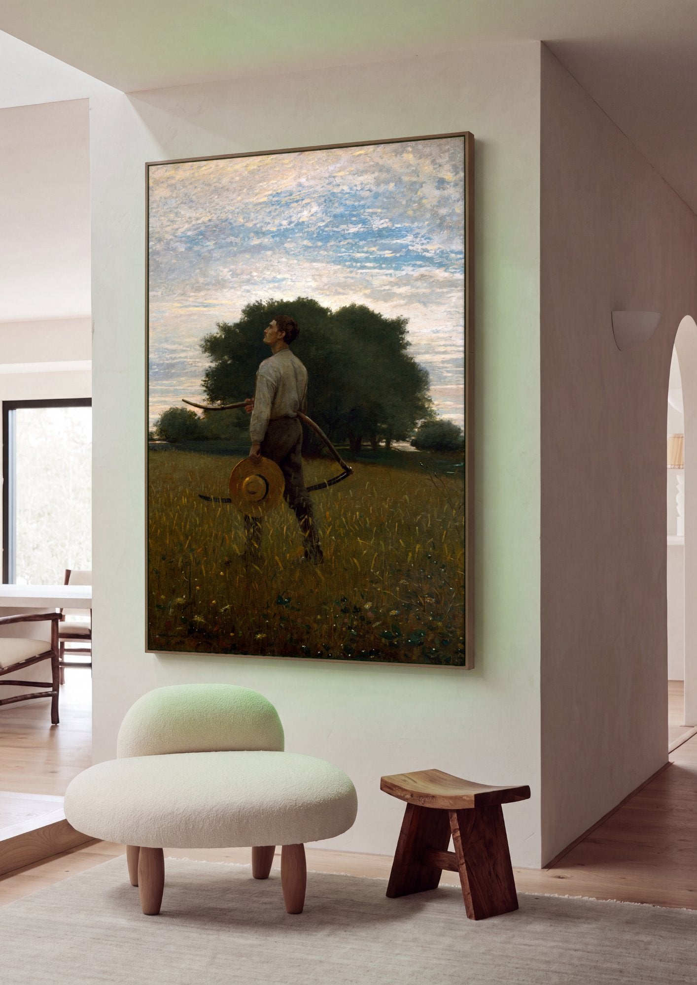 Quadro Decorativo O Ceifador - Winslow Homer em ambiente decorado