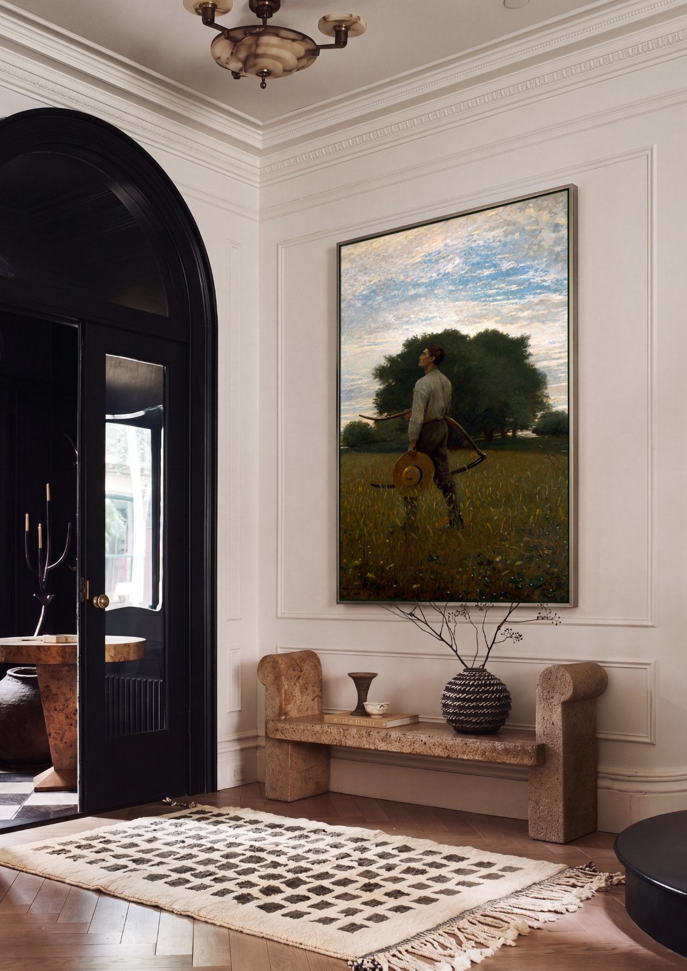 Quadro Decorativo O Ceifador - Winslow Homer em ambiente decorado
